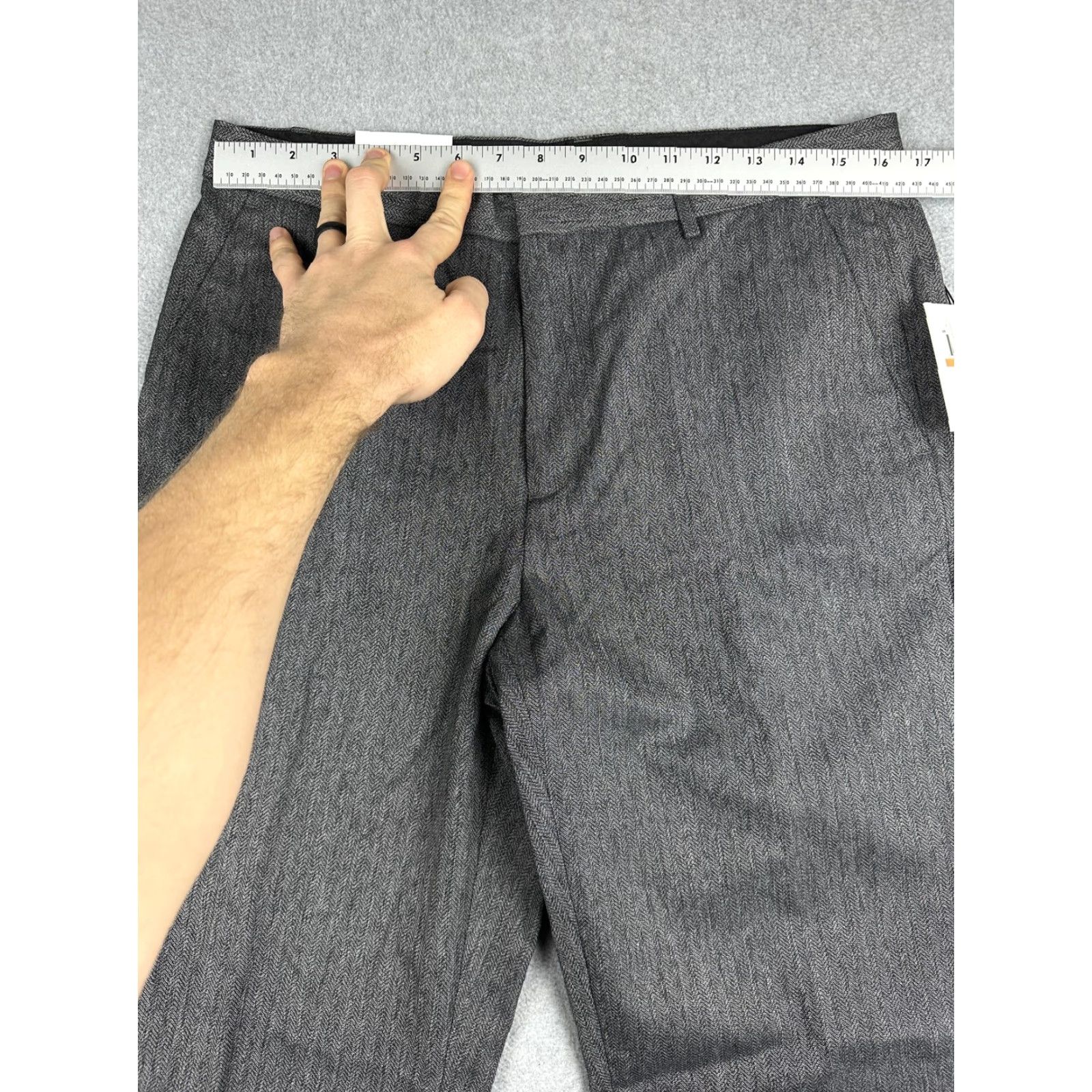 Calvin Klein CALVIN KLEIN Dress Pants Mens 33x32 Gray Herringbone Straight Fit Business NWT Size US 33 - 4 Thumbnail