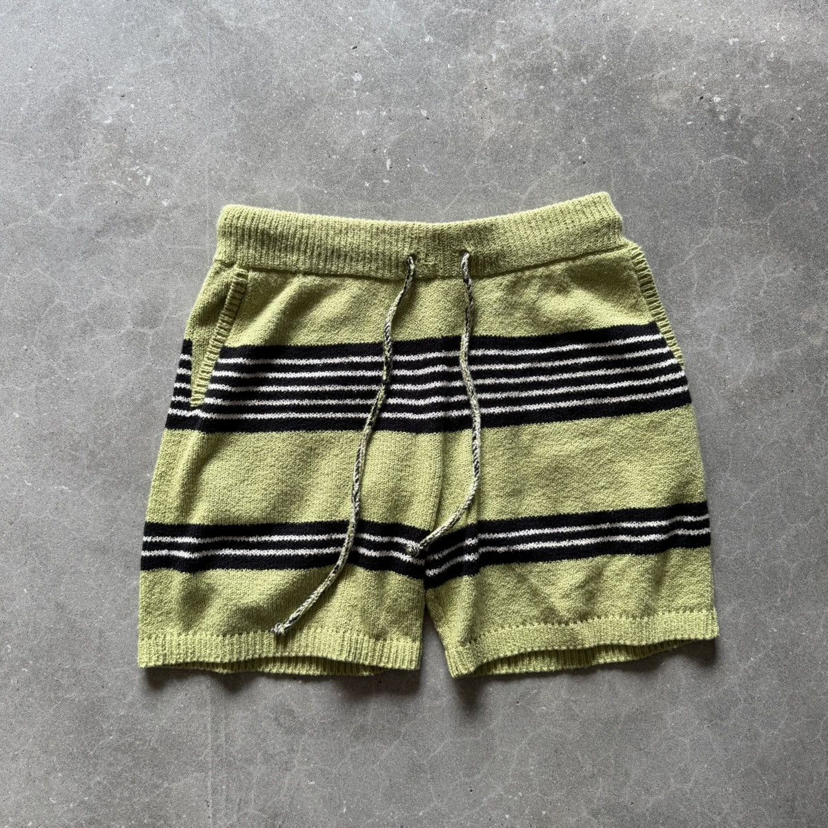 The Elder Statesman The Elder Statesman Striped Heavy Knit Crochet Shorts 🍈 Size US 32 / EU 48 - 1 Thumbnail