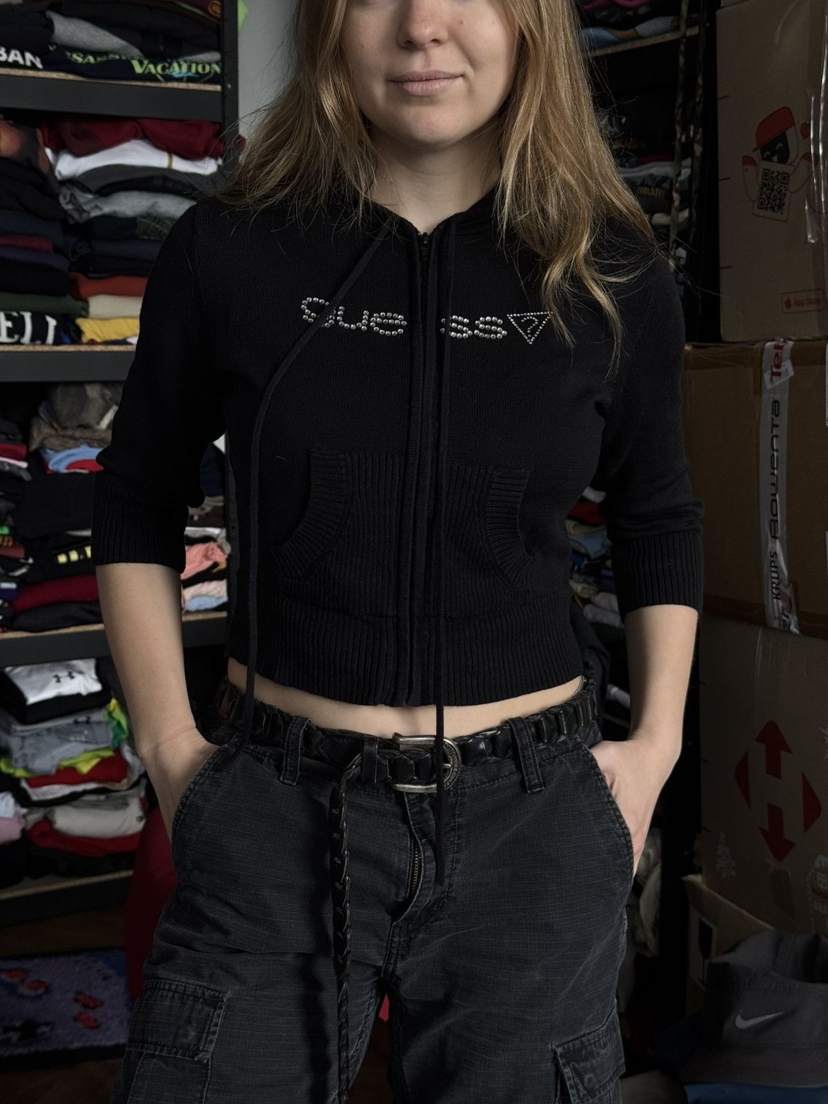 Japanese Brand Guess Glitters Y2K Centre Logo Wmns Luxury Zip Hoodie Size M Size M / US 6-8 / IT 42-44 - 4 Thumbnail