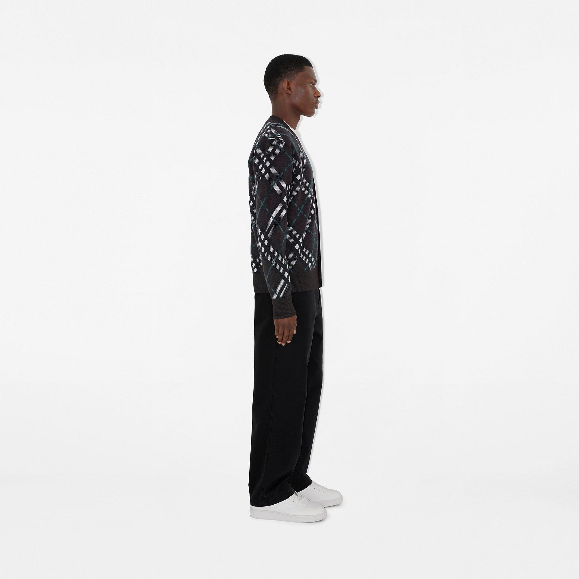 Burberry o1w1db10326 Check Wool Mohair Blend Cardigan in Multicolor Size US L / EU 52-54 / 3 - 3 Thumbnail