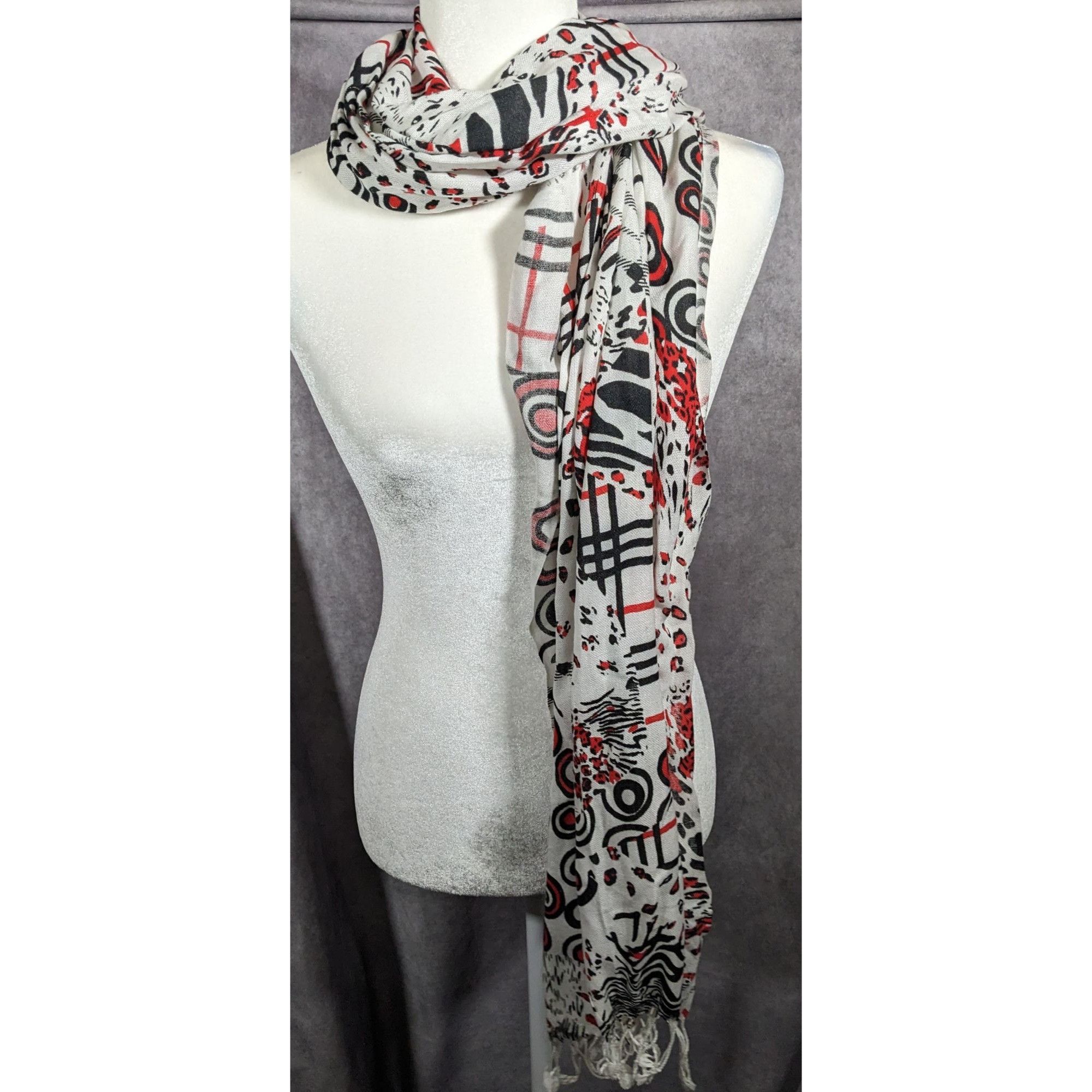 Other Abstract Punk Red White And Black Pashmina Scarf Size ONE SIZE - 9 Thumbnail