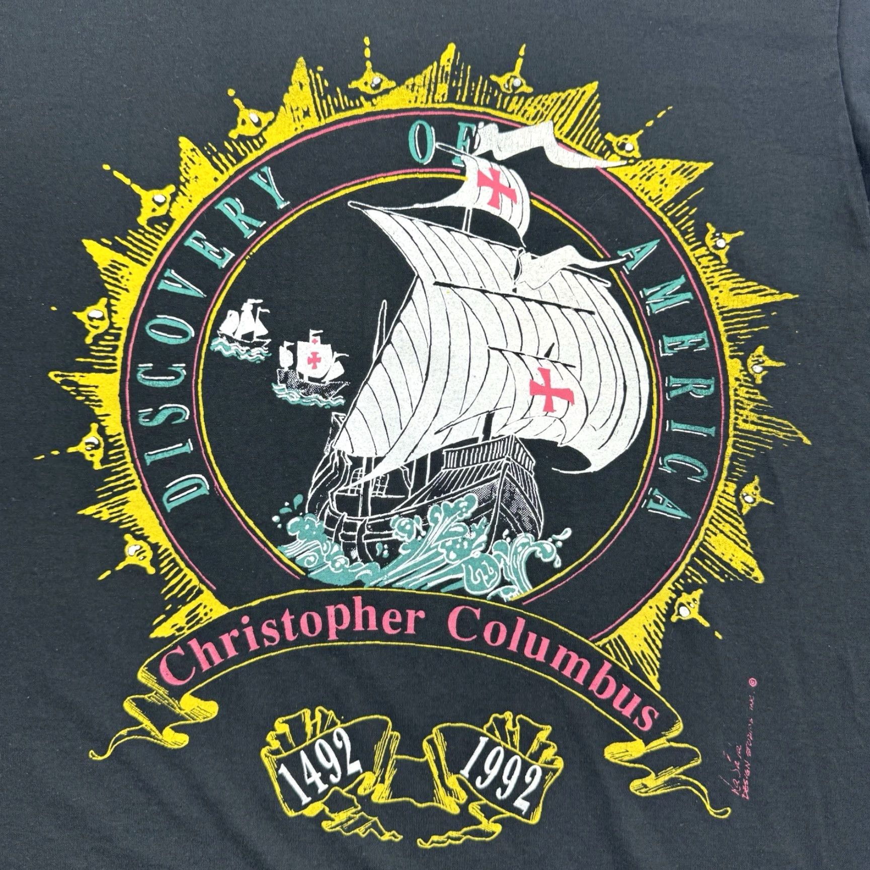 Vintage VINTAGE Christopher Columbus T Shirt Adult XL Black Discovery Of America Shirt Mens XL 90s USA Theme Size US XL / EU 56 / 4 - 2 Thumbnail