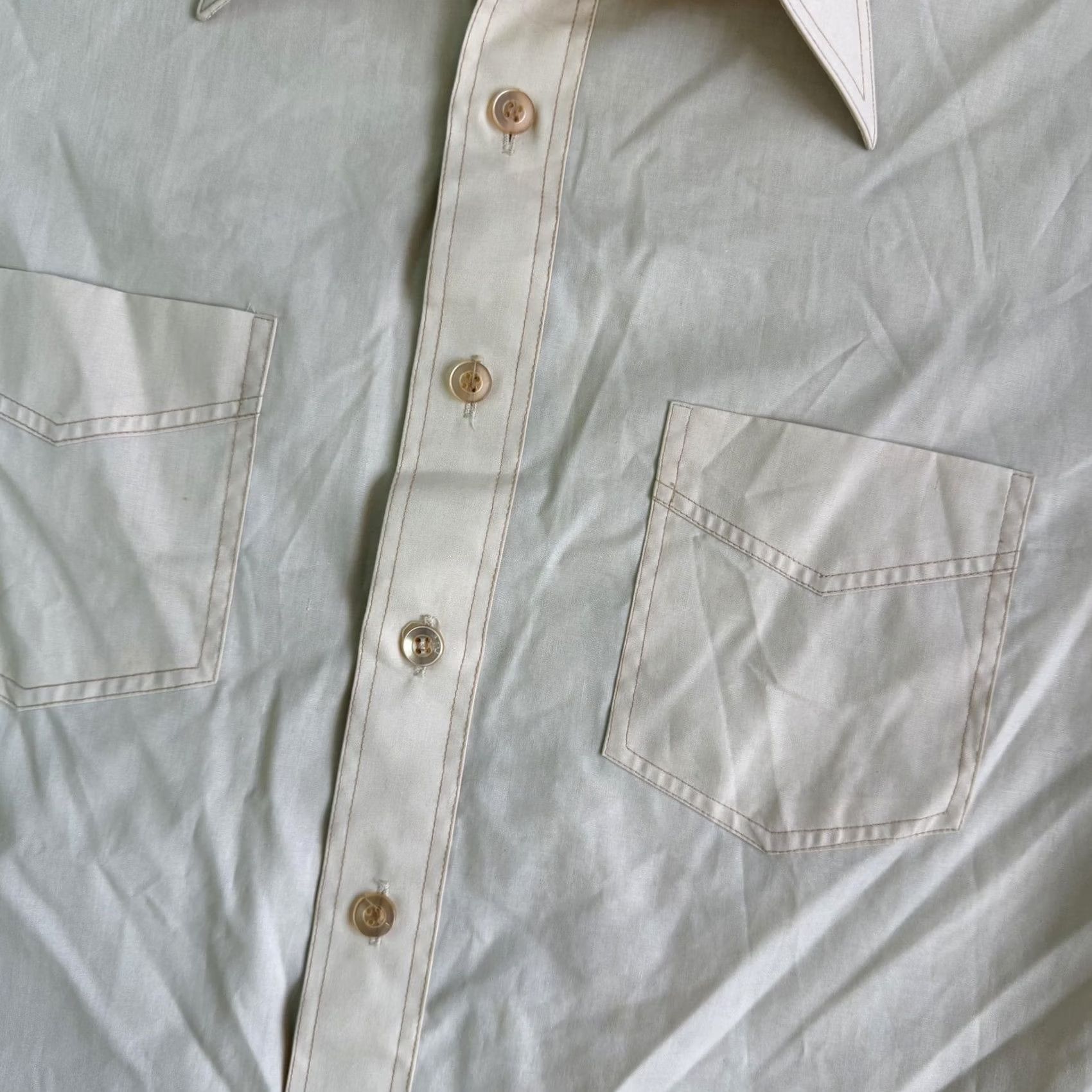 JCPenney VINTAGE JCPenney Shirt Mens Medium White Solid Short Sleeve Button Up 70s Size US M / EU 48-50 / 2 - 2 Thumbnail