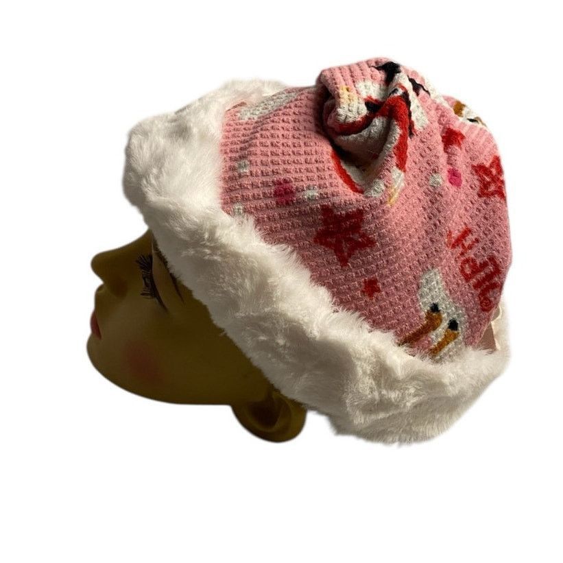 Handmade Upcycled Pink Rudolph Santa Hat OSFM Size ONE SIZE - 4 Thumbnail