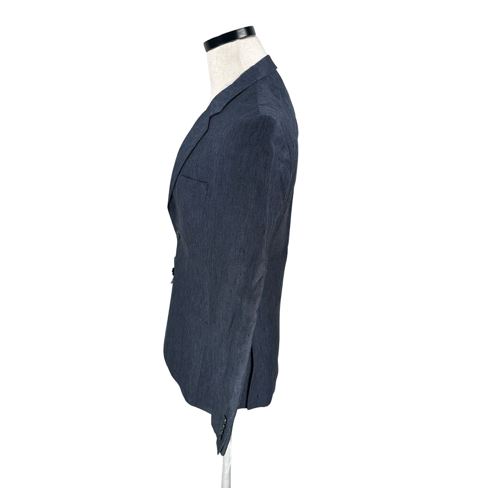H&M H&M Blazer Jacket Men 36R Blue Linen Single Breasted Notch Size 36R - 4 Thumbnail