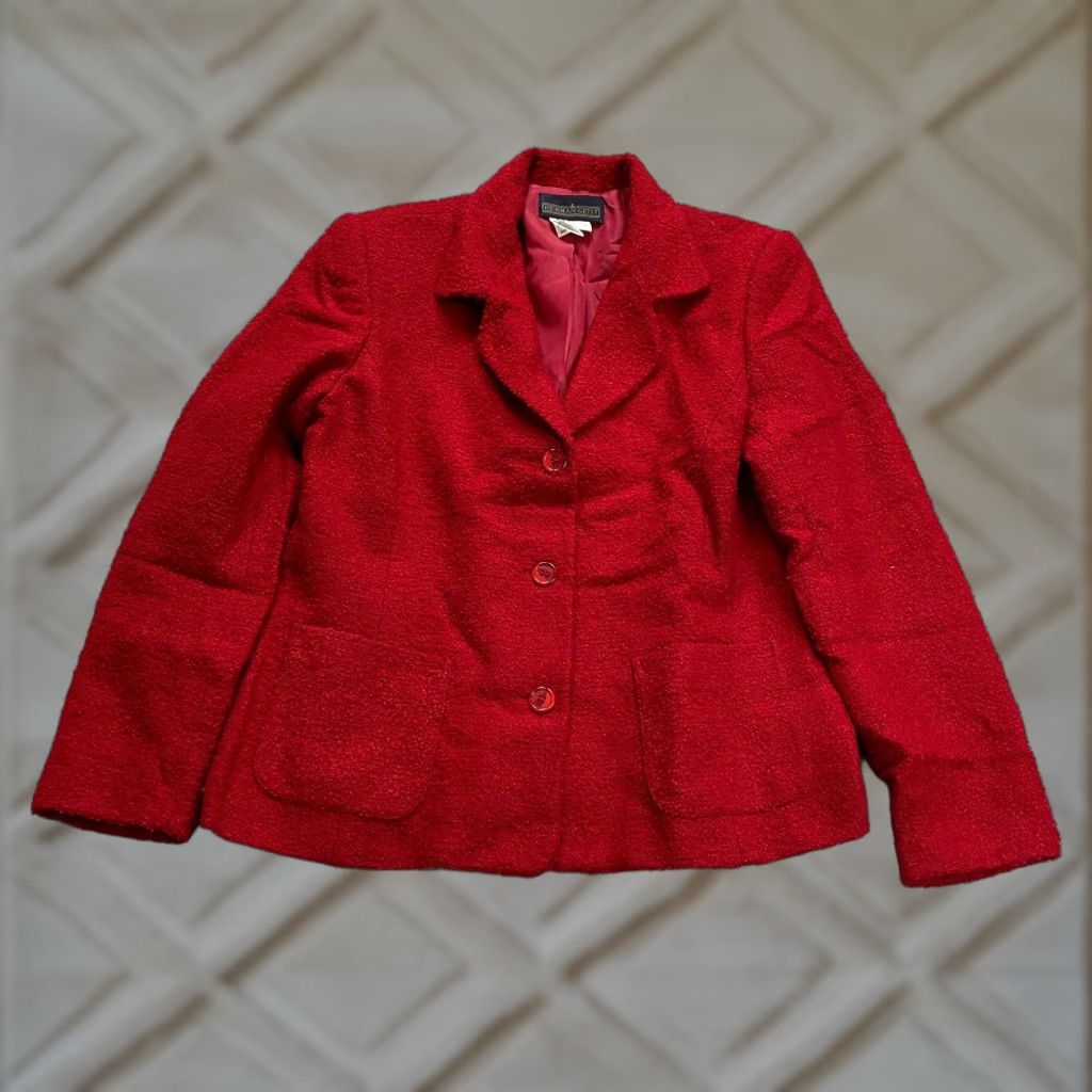 Vintage VINTAGE Herman Geist Blazer Suit Coat Womens 6P Red Tweed Single Breasted Work Size M / US 6-8 / IT 42-44 - 1 Thumbnail