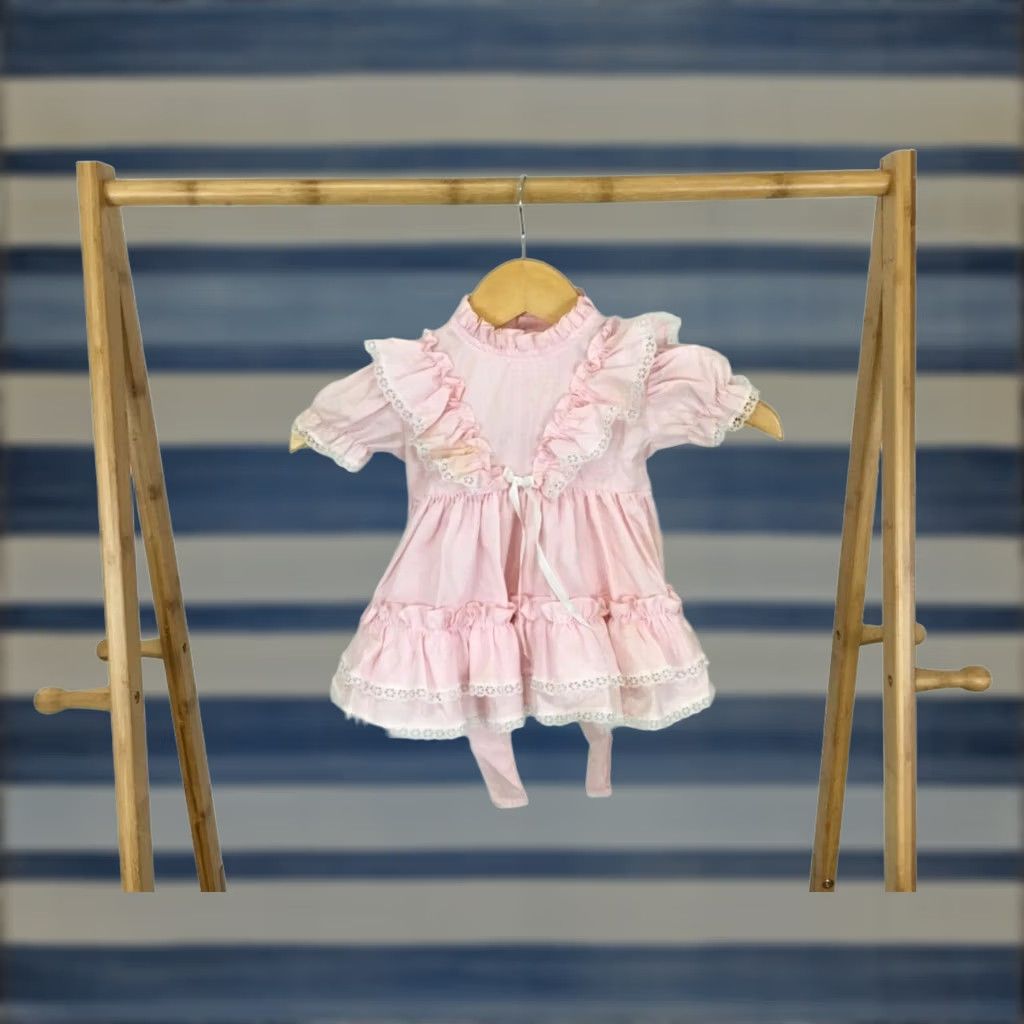 Vintage VINTAGE Kandy Ann Party Dress Girls 12 Months Pink Ruffle Lace Circle Size ONE SIZE - 1 Thumbnail