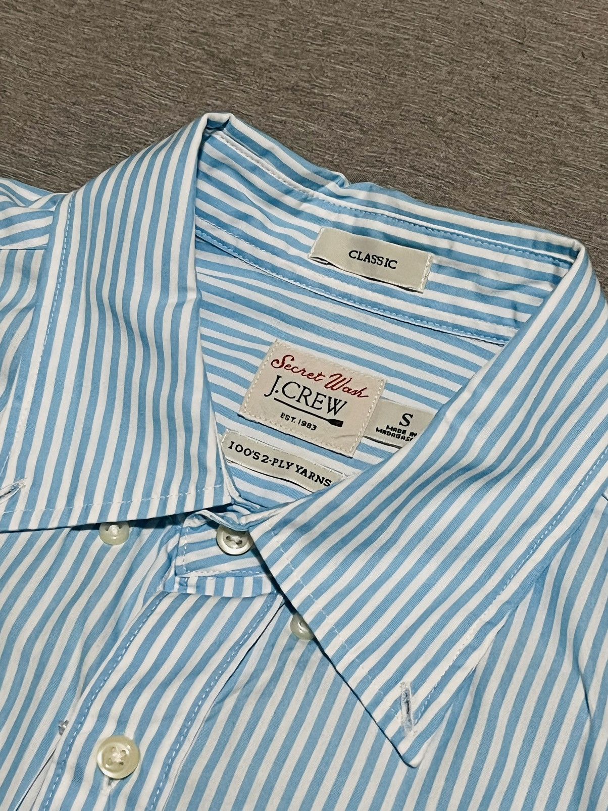 J.Crew J. Crew Blue/White Stripped Long Sleeve Shirt Size US S / EU 44-46 / 1 - 4 Thumbnail