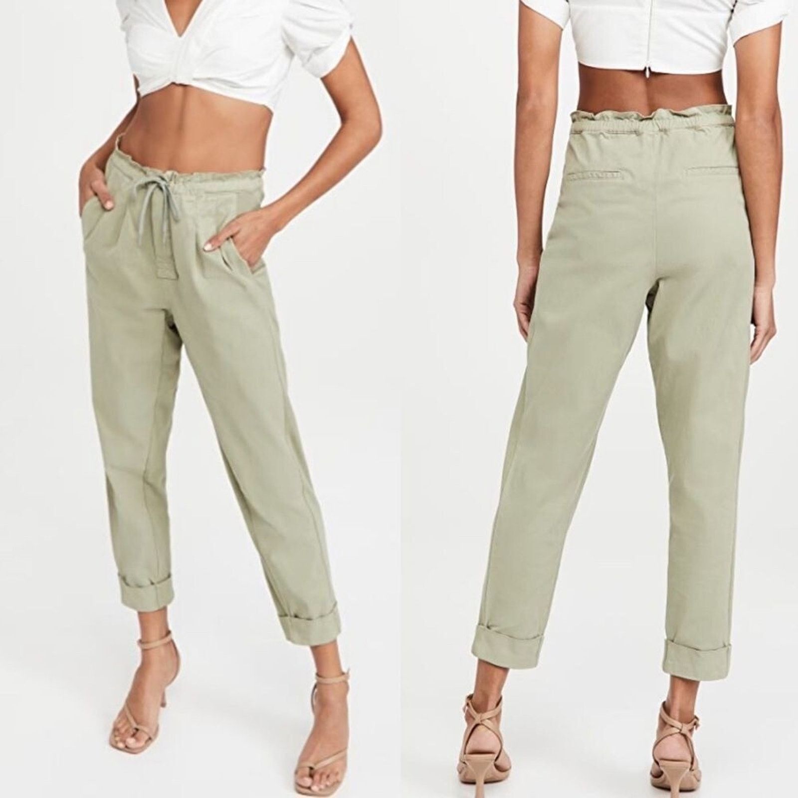 Alice + Olivia Alice + Olivia Womens Liliana Paperbag Pants M Sage Designer Size 30" / US 8 / IT 44 - 1 Thumbnail
