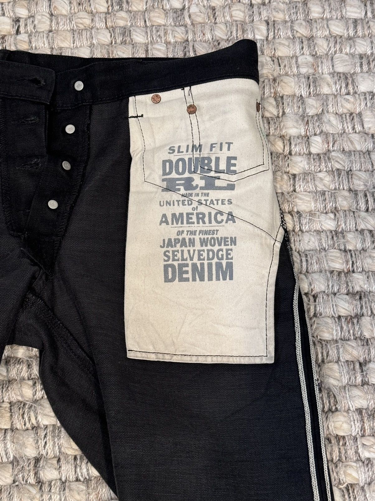 RRL Ralph Lauren Black Selvedge Denim Jeans Size US 31 - 4 Thumbnail