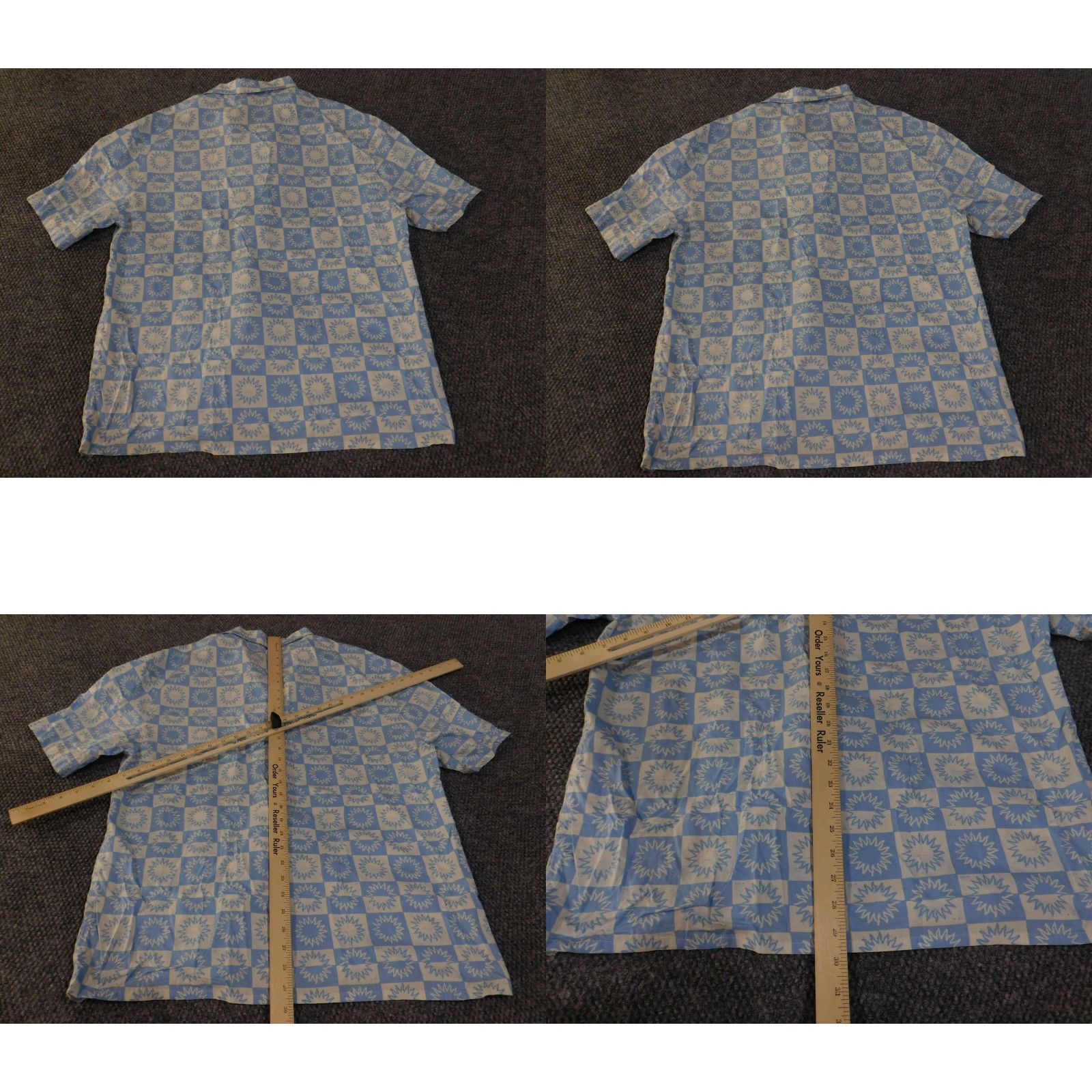 Zara Zara Shirt Mens Large Blue White Sunburst Check Short Sleeve Button Up Size US L / EU 52-54 / 3 - 9 Thumbnail