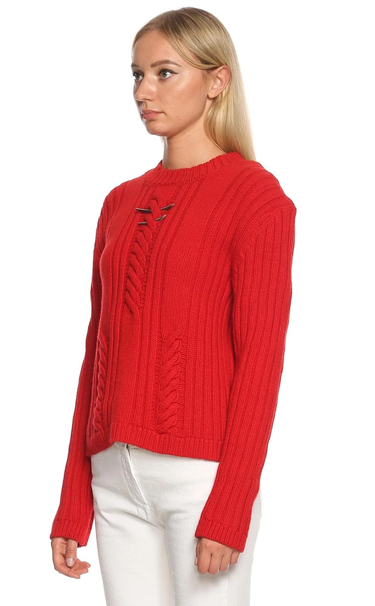 Mugler MUGLER red metallic bar wool cashmere sweater Medium q Size M / US 6-8 / IT 42-44 - 3 Thumbnail