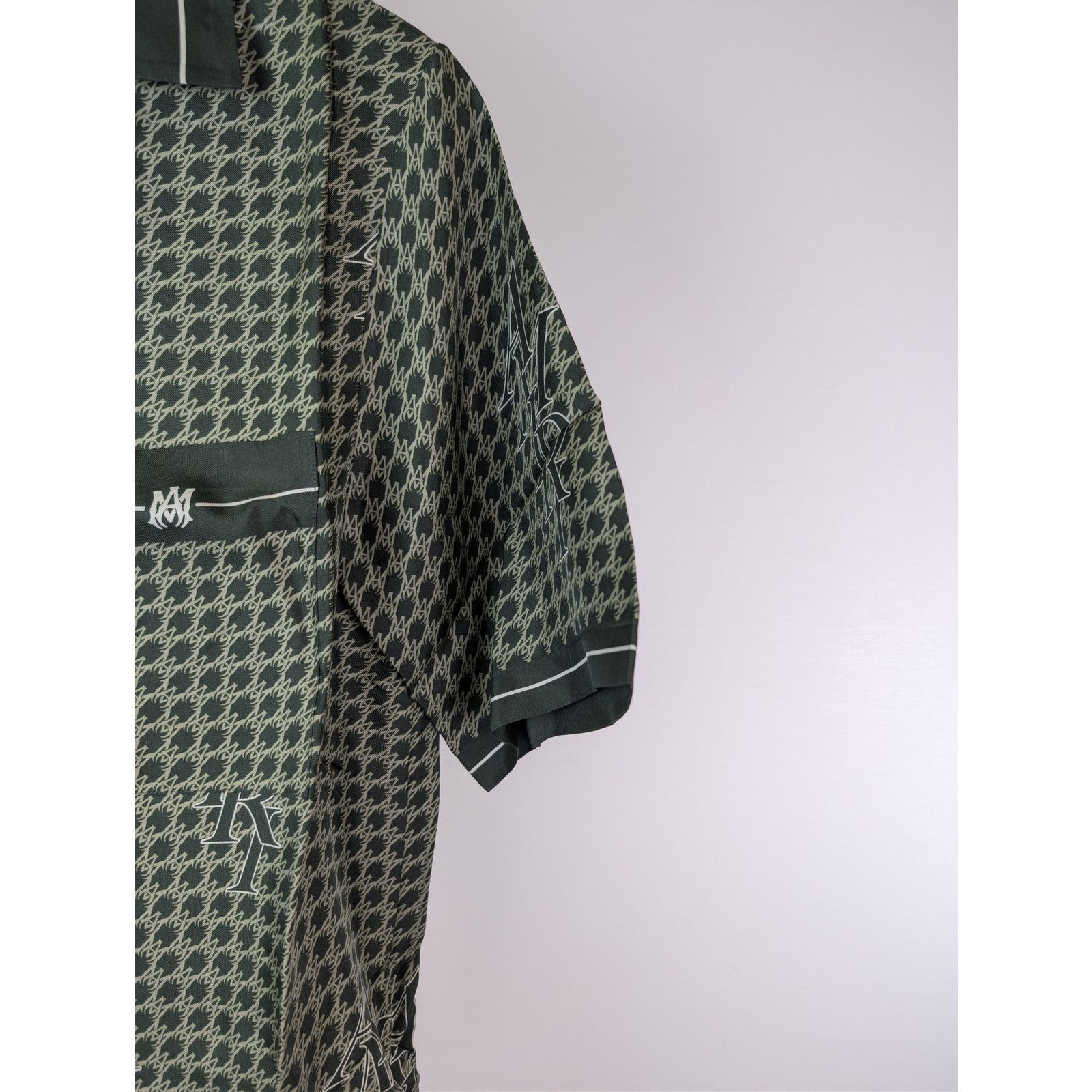 Amiri o1rshd1 Amiri Houndstooth Bowling Shirt in Rain Forest Size US M / EU 48-50 / 2 - 5 Thumbnail