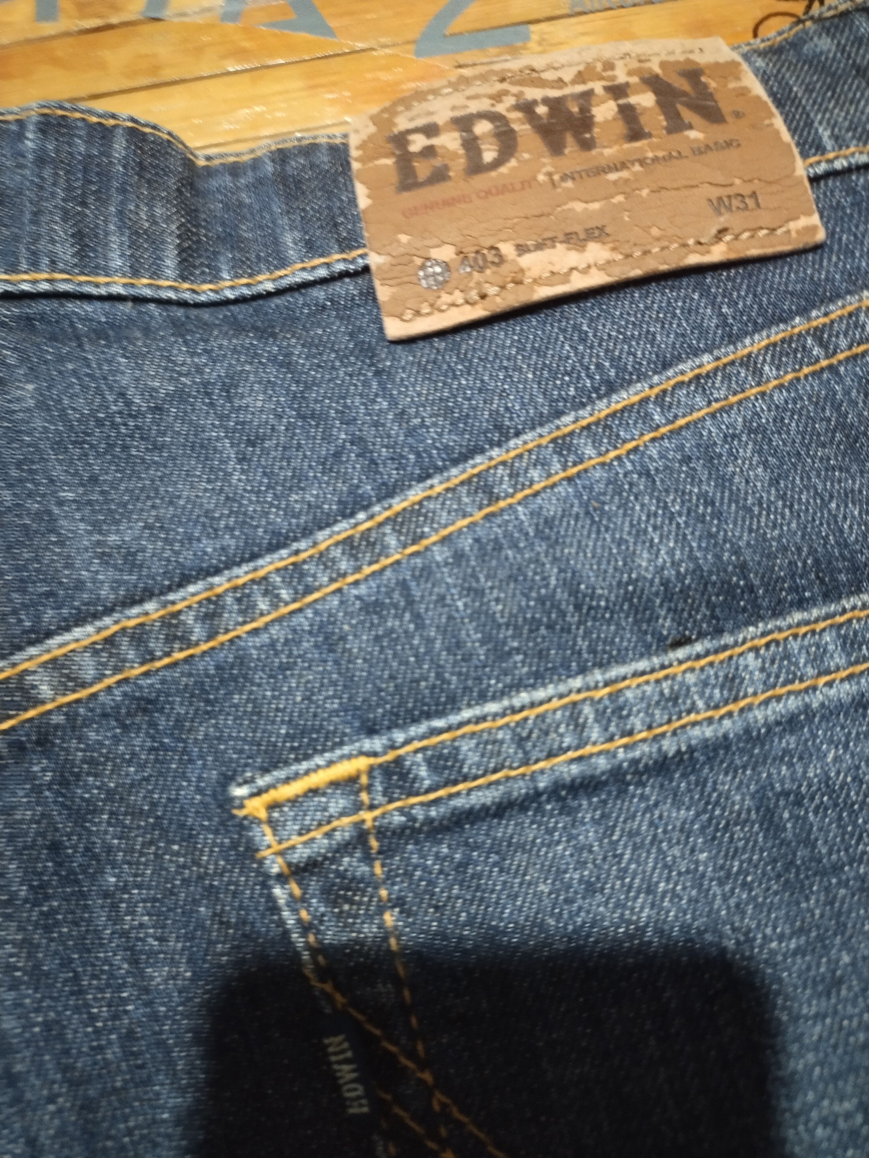 Genuine Leather × Japanese Brand Jeans Edwin 403 "International Basics/Genuine Quality Size US 31 - 8 Thumbnail