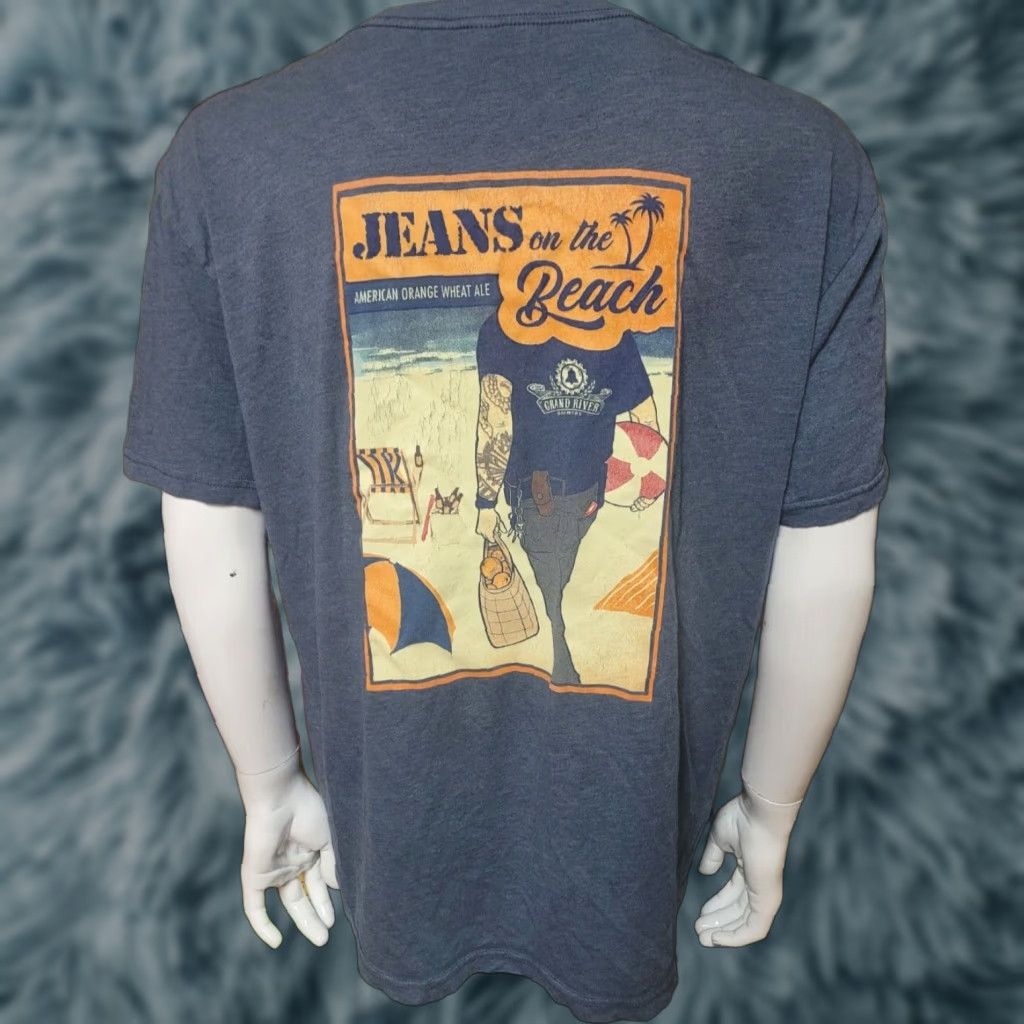 Vintage Grand River Brewery On The Beach Orange Wheat Ale T Shirt 2XL Gray Cotton Blend | Men | T-Shirt | Graphic Tee | Beer | Short Sleeve | Crew Neck Size US XXL / EU 58 / 5 - 1 Thumbnail
