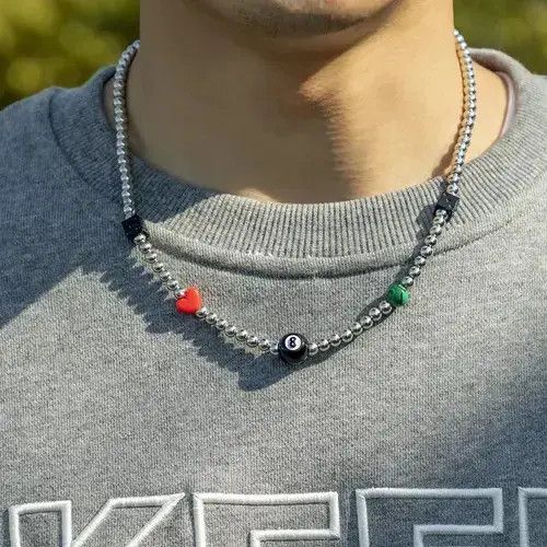 Jewelry Number Eight (8) Dice Choker Necklace in Silver, Men's
