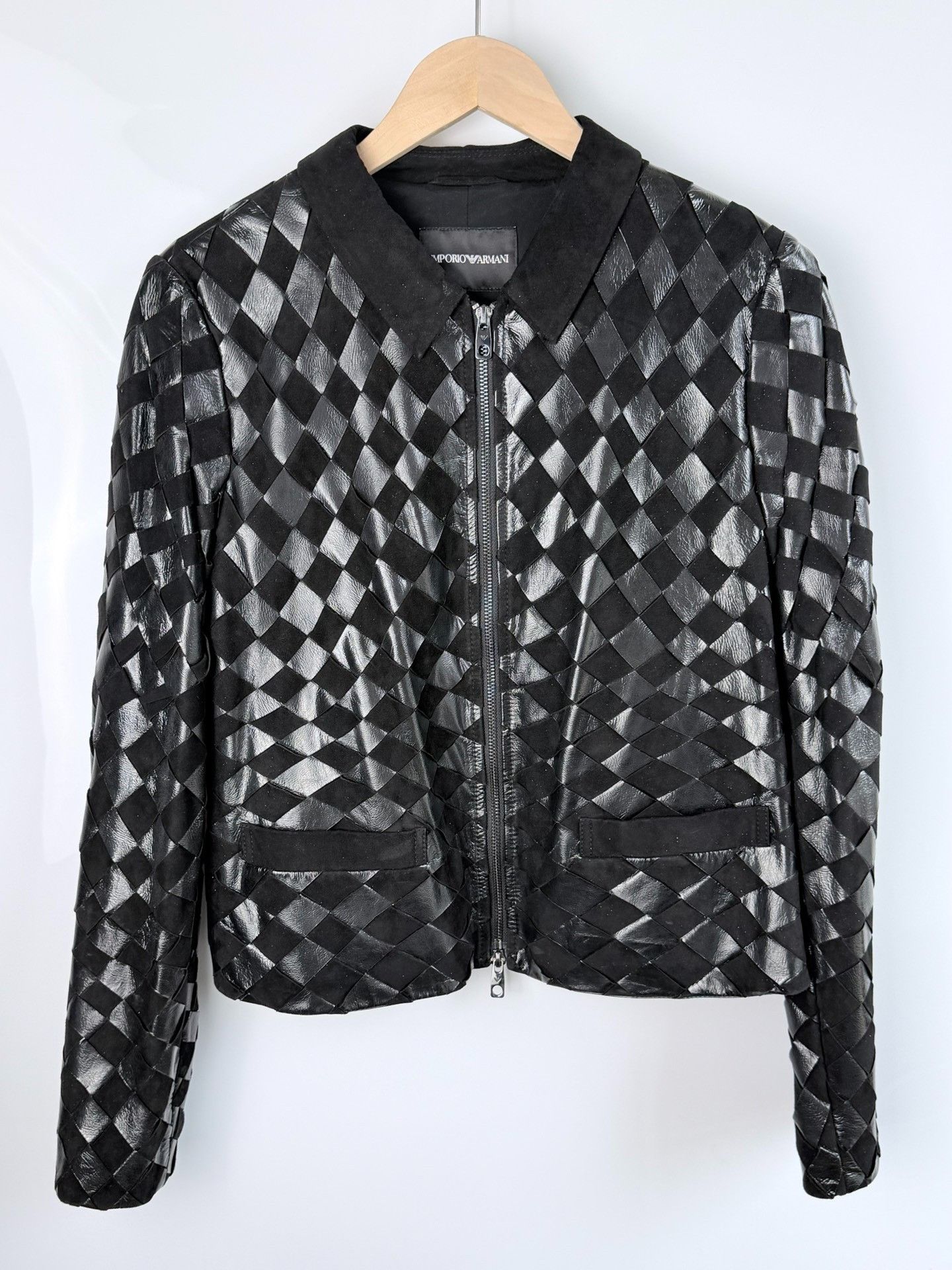 Emporio Armani Emporio Armani Checkered Black Leather Jacket it_44 Women Size M / US 6-8 / IT 42-44 - 1 Thumbnail