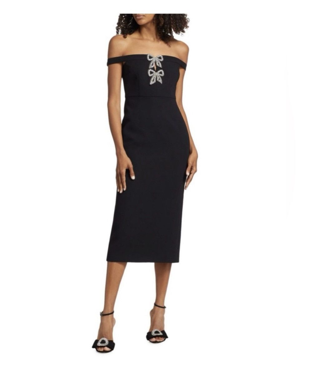Self-Portrait SELF PORTRAIT Diamant Bow Crepe Off-the-Shoulder Midi Dress Size XS / US 0-2 / IT 36-38 - 1 Thumbnail