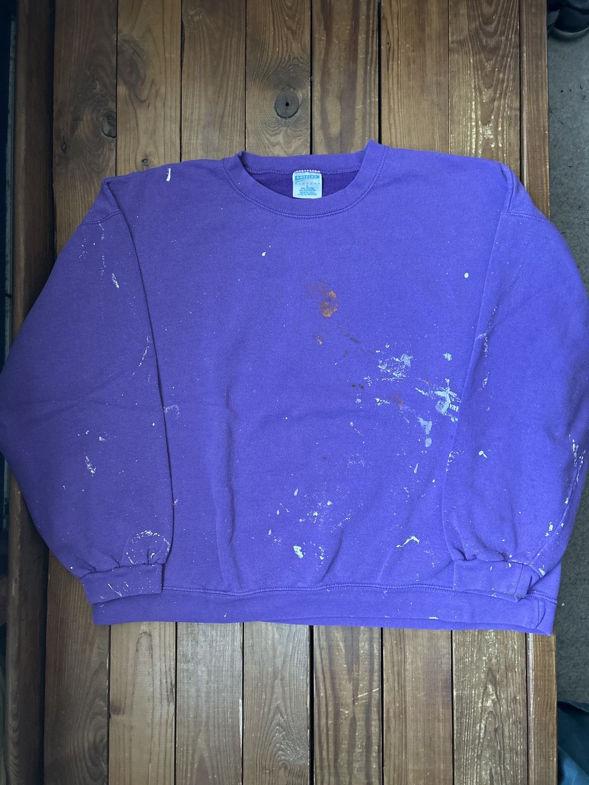 Vintage Vintage 90s Purple Paint Splatter Purple Crewneck Sweatshirt Size US XL / EU 56 / 4 - 1 Thumbnail