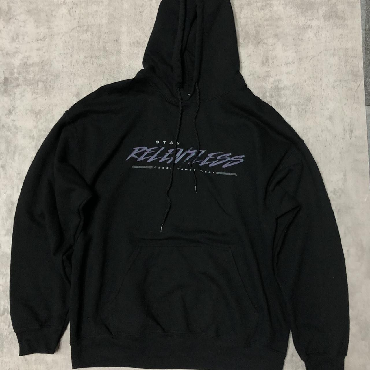 Gildan Black and purple Stay Relentless hoodie #gothstyle Size US L / EU 52-54 / 3 - 1 Thumbnail