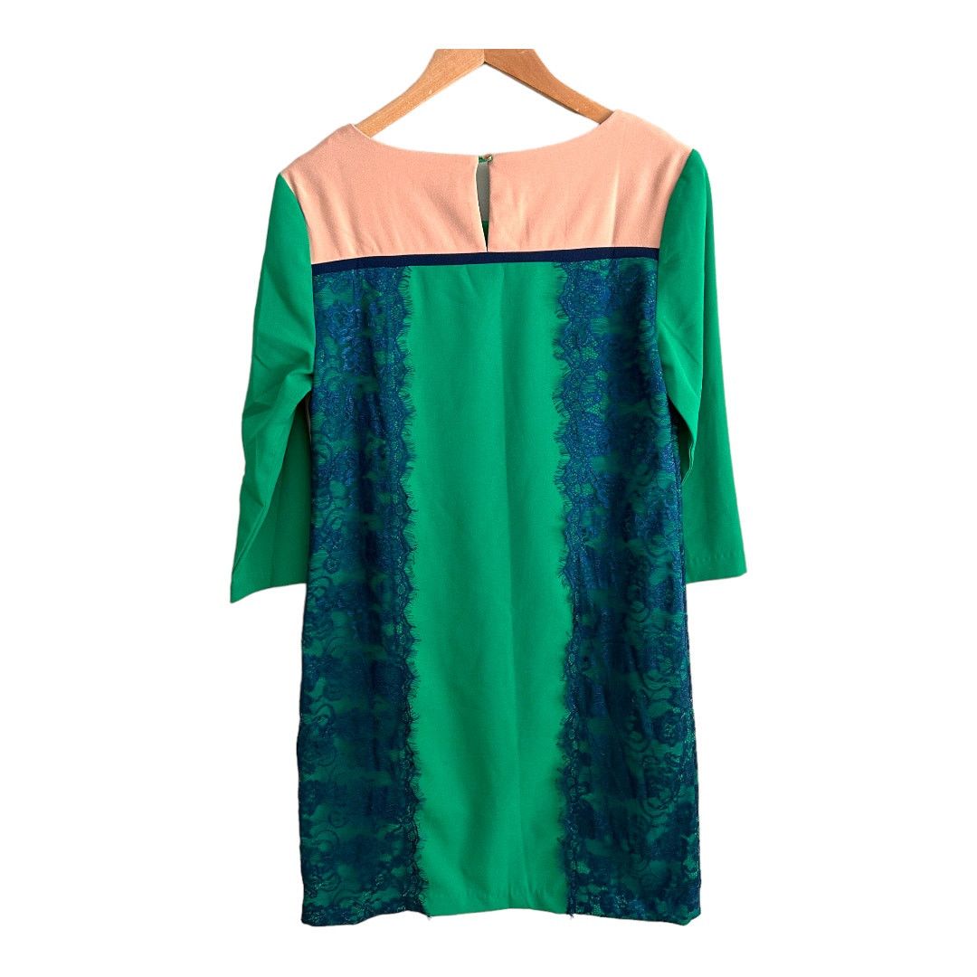Anthropologie Anthropologie Colorblock Green Blue Lace Shift Dress S Size S / US 4 / IT 40 - 2 Thumbnail