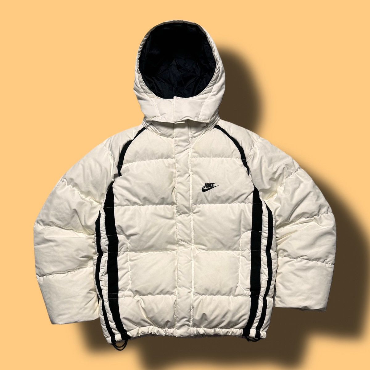 Nike × Vintage 00s Nike Vintage Down Hooded Drill Jacket Y2K Size US S / EU 44-46 / 1 - 1 Thumbnail