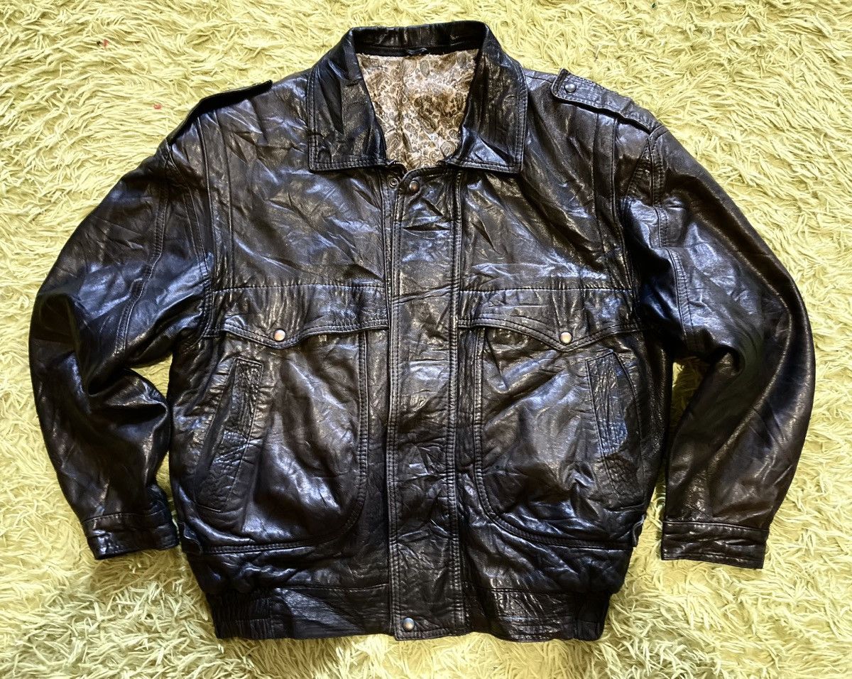 Vintage Verra Pelle Leather Bomber Jacket, Men’s Genuine Leather Size US L / EU 52-54 / 3 - 2 Thumbnail