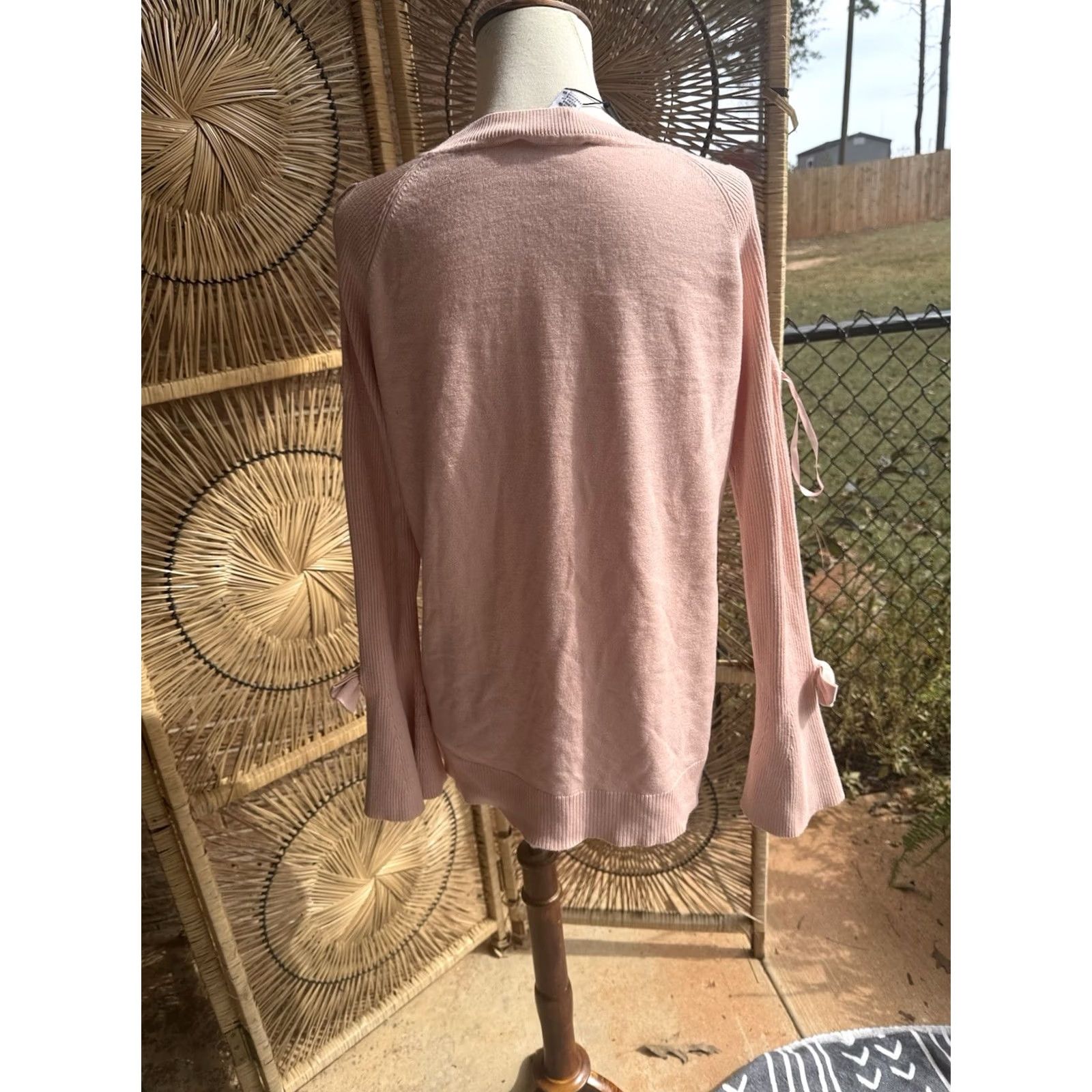Karl Lagerfeld Karl Lagerfeld Paris Women Pink Cold Shoulder Bell Sleeve Sweater M Regular Womens Pullover Bow Open Round Neck Bell Sleeve Story Paris Theme Size M / US 6-8 / IT 42-44 - 3 Thumbnail
