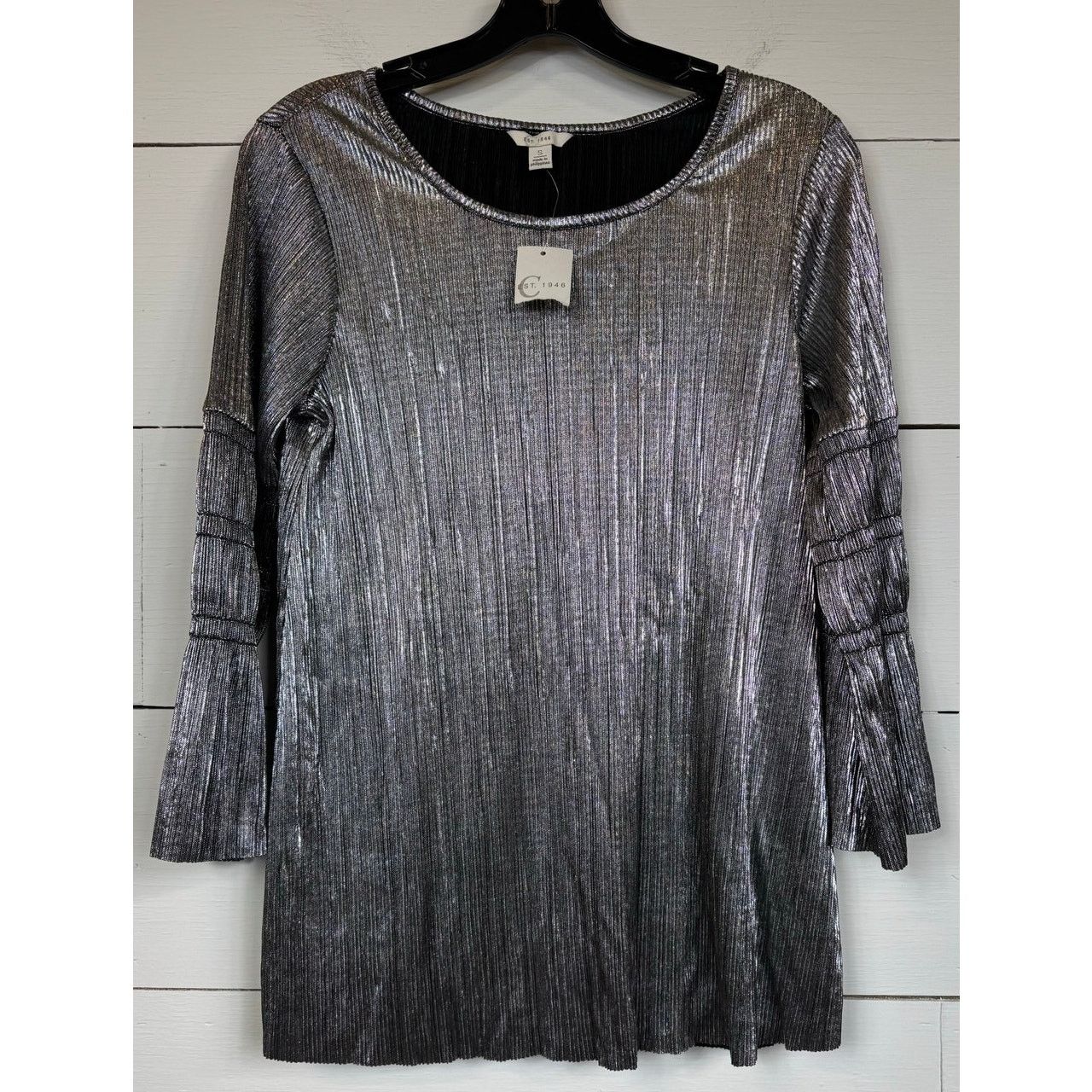 Other Cato 3/4 Sleeve Silver Blouse Women's Size Small Size S / US 4 / IT 40 - 1 Thumbnail