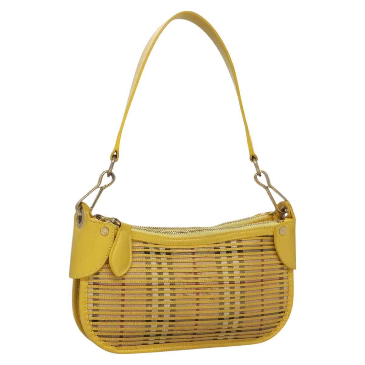 Burberry Nova Check Shoulder Bag Leather Yellow Auth 116203, Women's