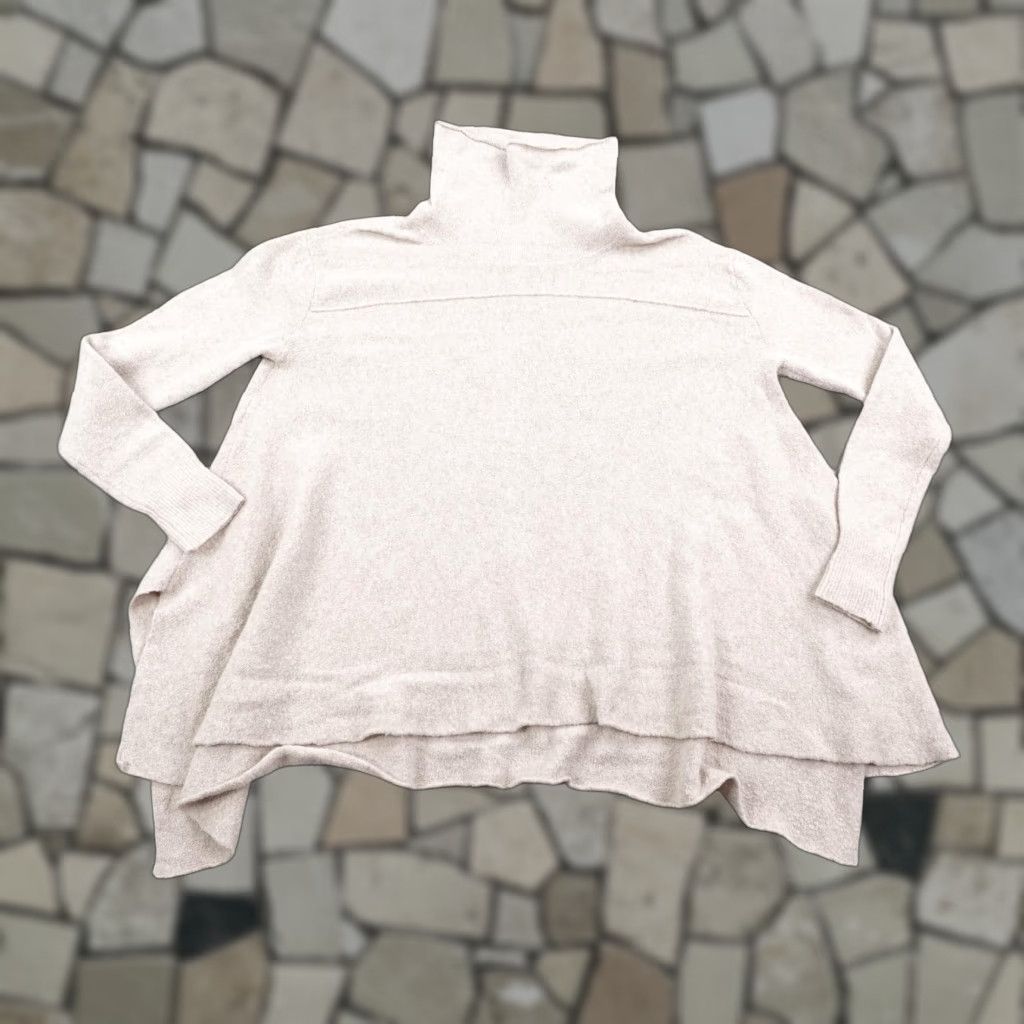 Free People Free People Sweater Womens Medium Beige Turtleneck Hi Low Drape Drape Oversized Size M / US 6-8 / IT 42-44 - 1 Thumbnail