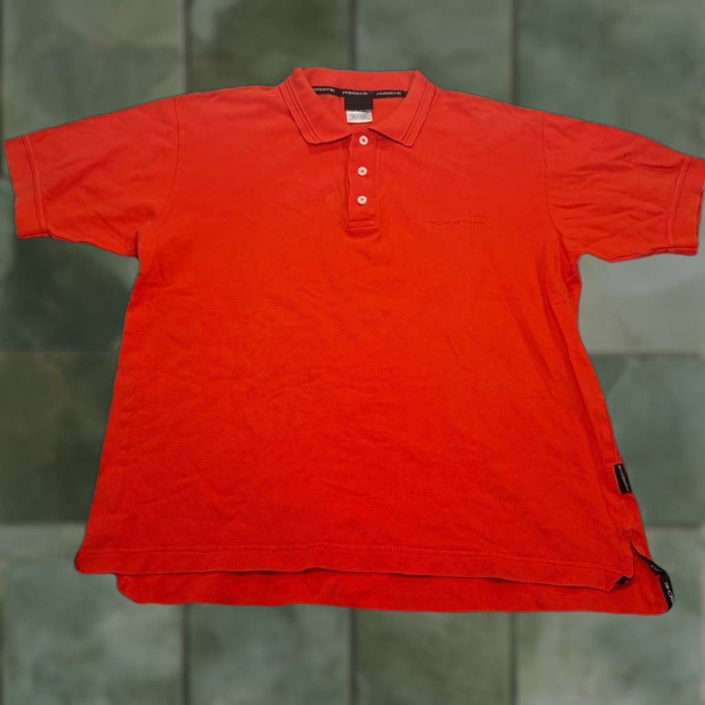 Vintage PORSCHE Polo Shirt Mens Large Red Breathable Geometric Luxury Sports Size US L / EU 52-54 / 3 - 1 Thumbnail