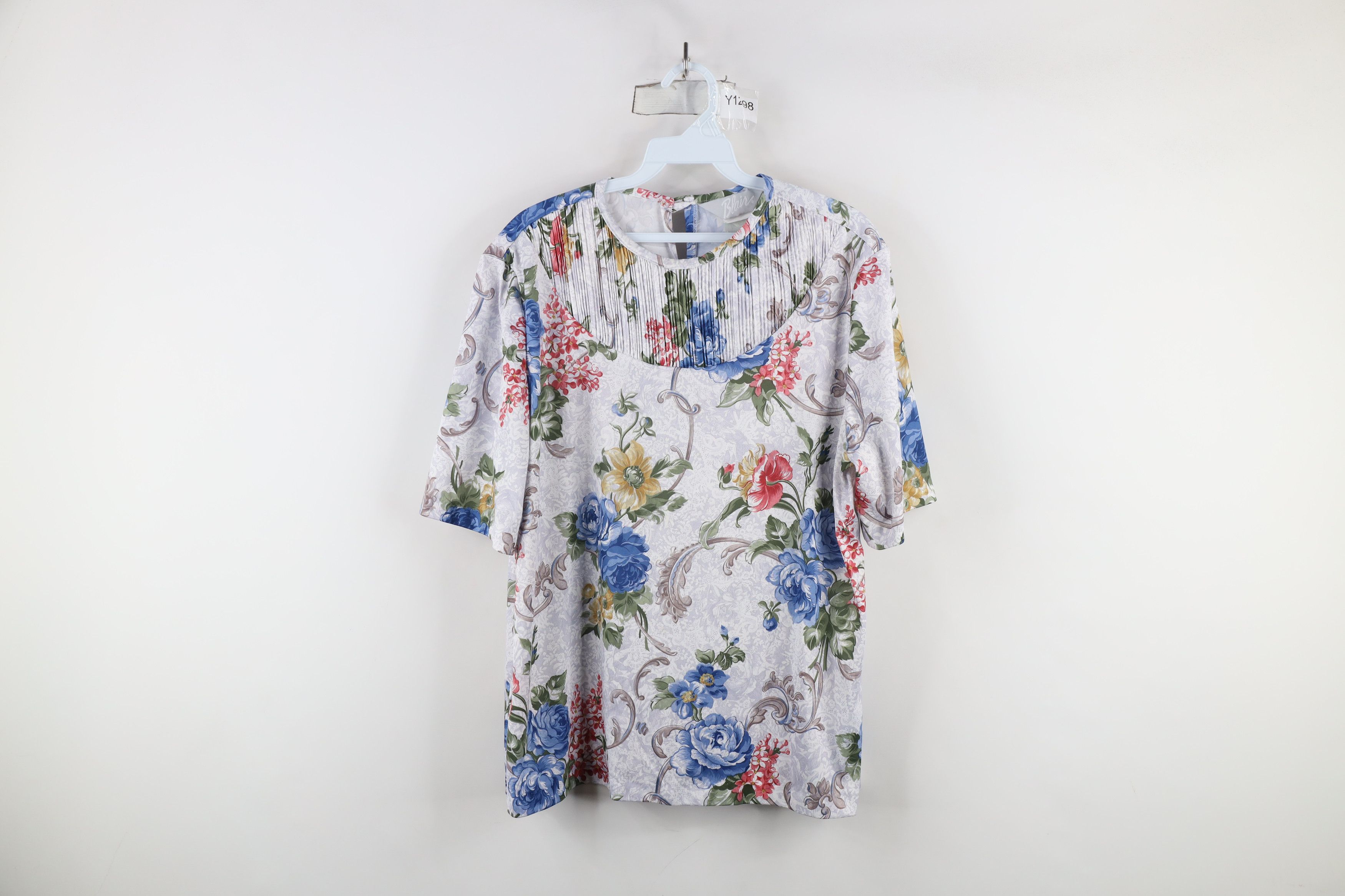 Vintage Vintage 90s Streetwear Ribbed Flower Knit Shirt Top USA Size L / US 10 / IT 46 - 1 Thumbnail