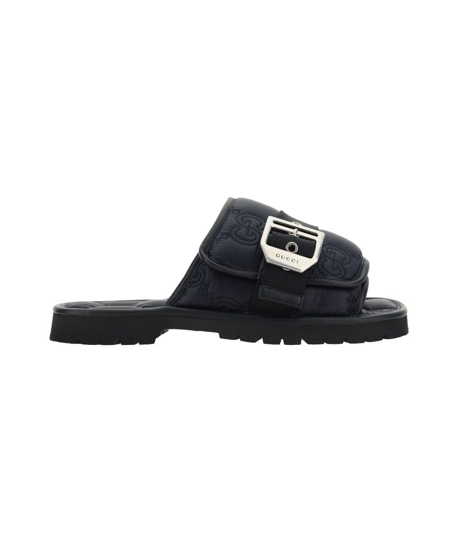 Gucci GG Buckle Nylon Slide Sandals SIZE 10