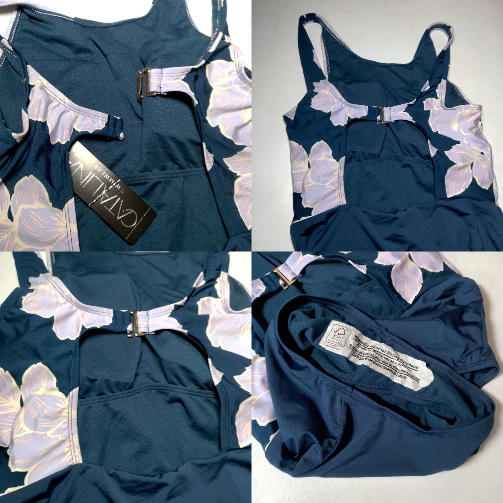 Catalina Catalina Swimwear Bathing Suit One Piece Medium Blue Purple Floral Tank Swim Size M / US 6-8 / IT 42-44 - 8 Thumbnail