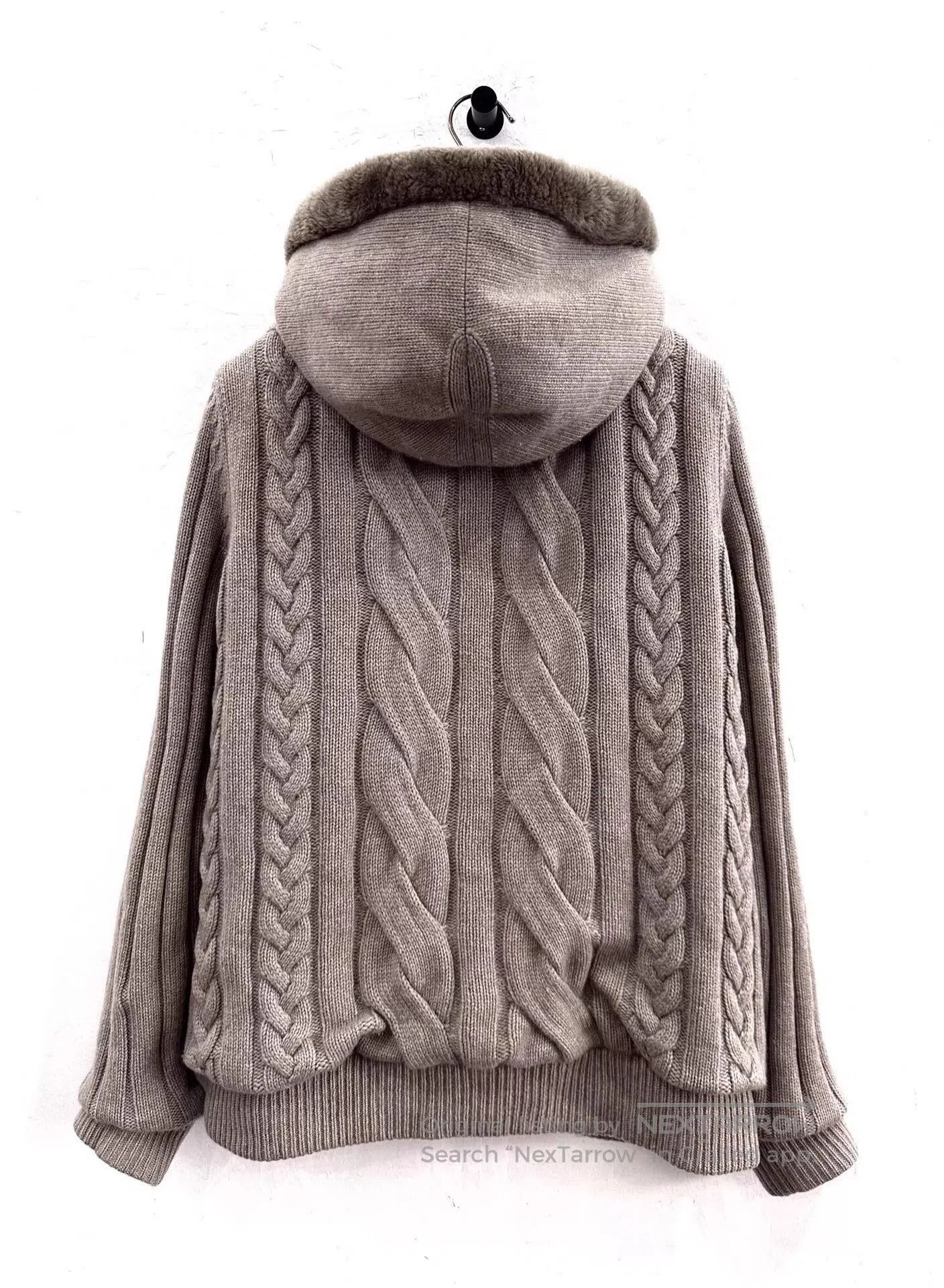Loro Piana Gray Cable Knit Hooded Zip. Size US M / EU 48-50 / 2 - 2 Thumbnail