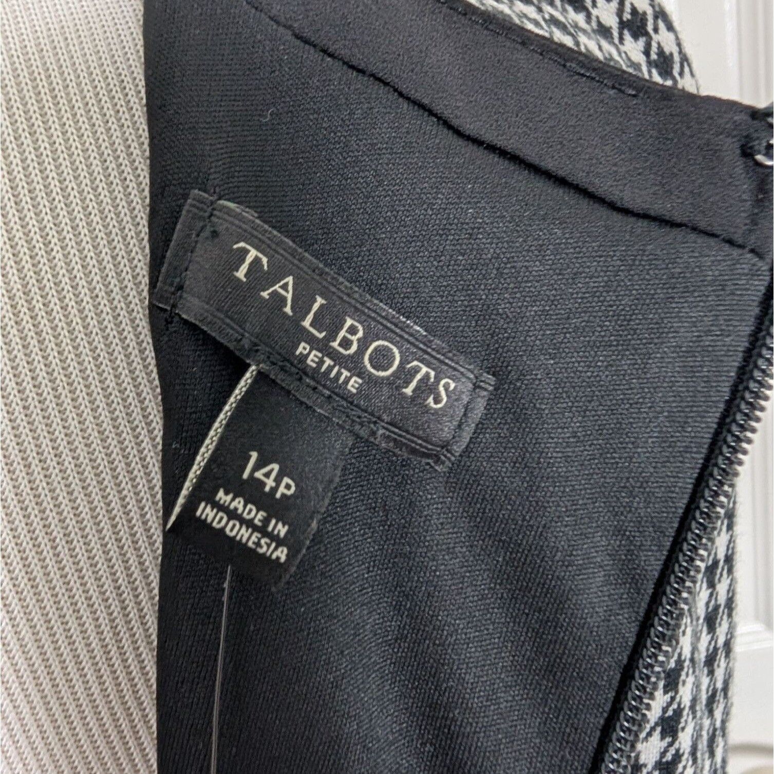 Talbots NEW Talbots Houndstooth Dress Womens Petite Size 14 Black Size XL / US 12-14 / IT 48-50 - 6 Thumbnail