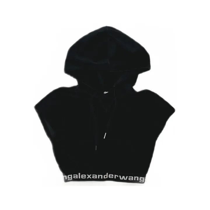 Alexander Wang Alexander Wang Black Logo Crop Hooded Sweatshirt - Size XS / US 0-2 / IT 36-38 - 2 Thumbnail
