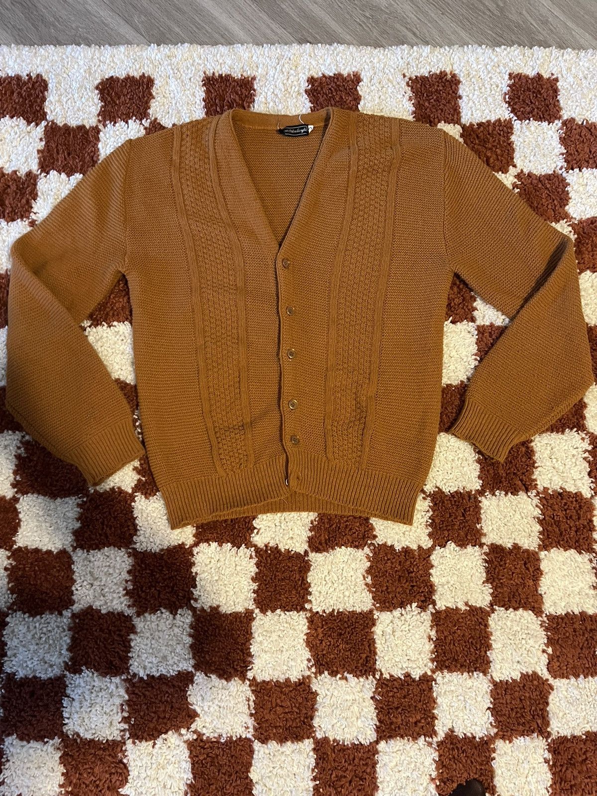 image of Made In USA x Vintage 50/60’S Vintage Cardigan Button Up in Orange, Men's (Size Small)