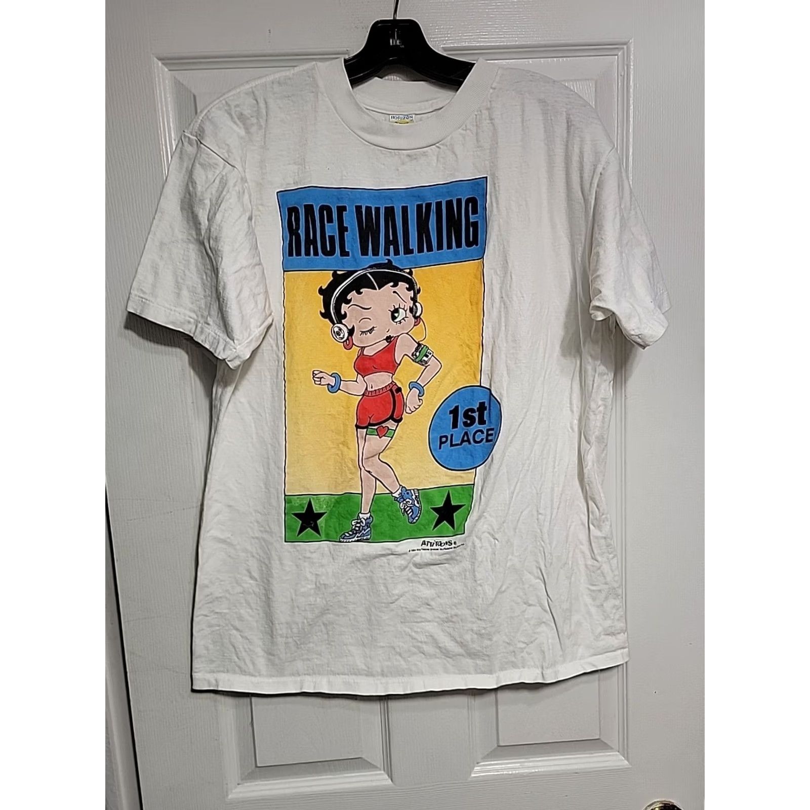 Vintage VINTAGE Betty Boop Race Walking Graphic T-Shirt Men's XL White 1990s Cartoon 90s Horizon Teez Size US XL / EU 56 / 4 - 2 Thumbnail