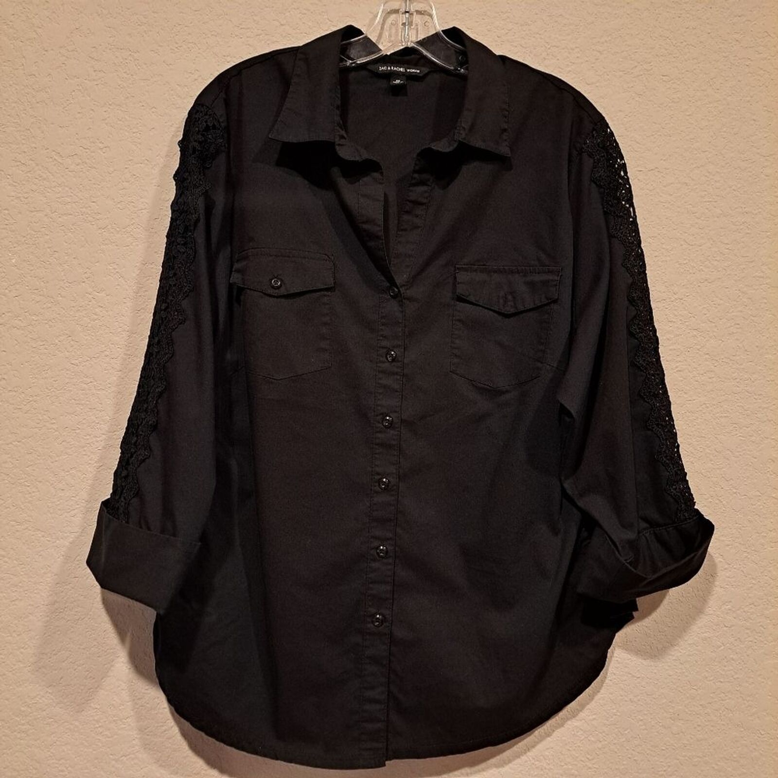 Other Zac & Rachel Woman black plus-size top blouse crochet sz 2X Size 3XL / US 20-22 - 2 Thumbnail