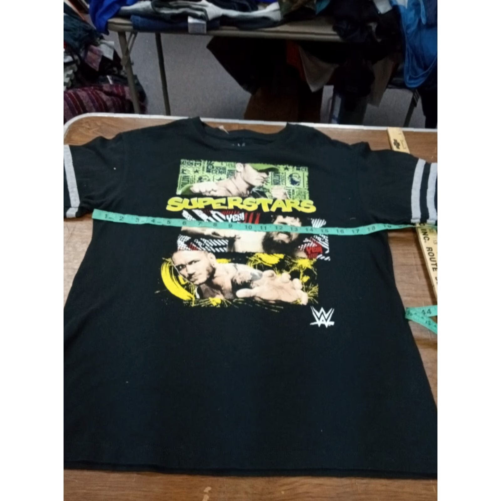 Vintage WWE Women's XL T-Shirt Black John Cena WWE Superstars Graphic Print Crew Neck Short Sleeve Striped Sleeves Cotton Regular Fit Size XL / US 12-14 / IT 48-50 - 3 Thumbnail