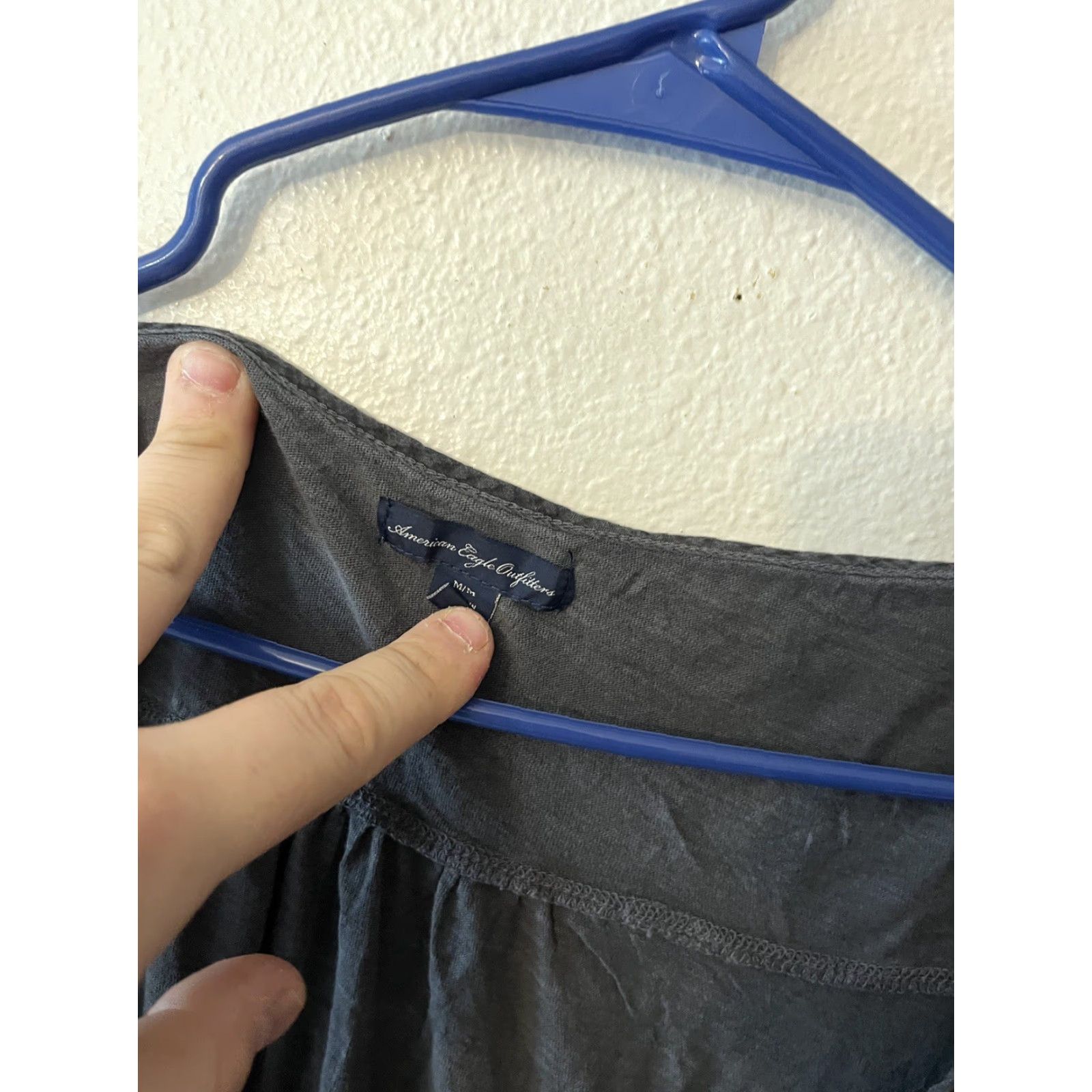 Vintage American Eagle Women's Blouse M Gray 3/4 Sleeve Crew Neck Tassels Size M / US 6-8 / IT 42-44 - 2 Thumbnail