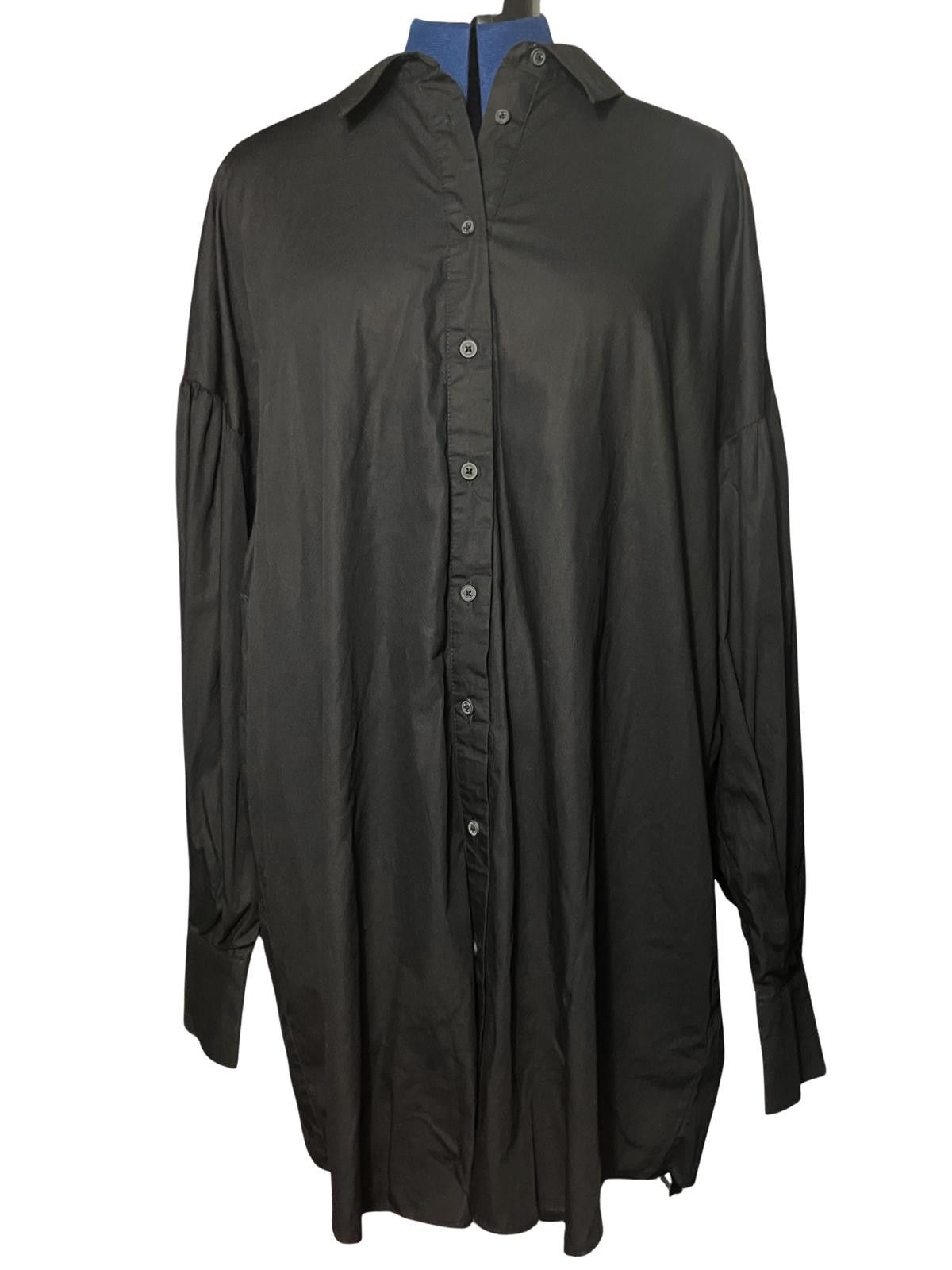 Asos ASOS Design Black Oversized Shirt Dress Cotton Button Front Size US M / EU 48-50 / 2 - 2 Thumbnail