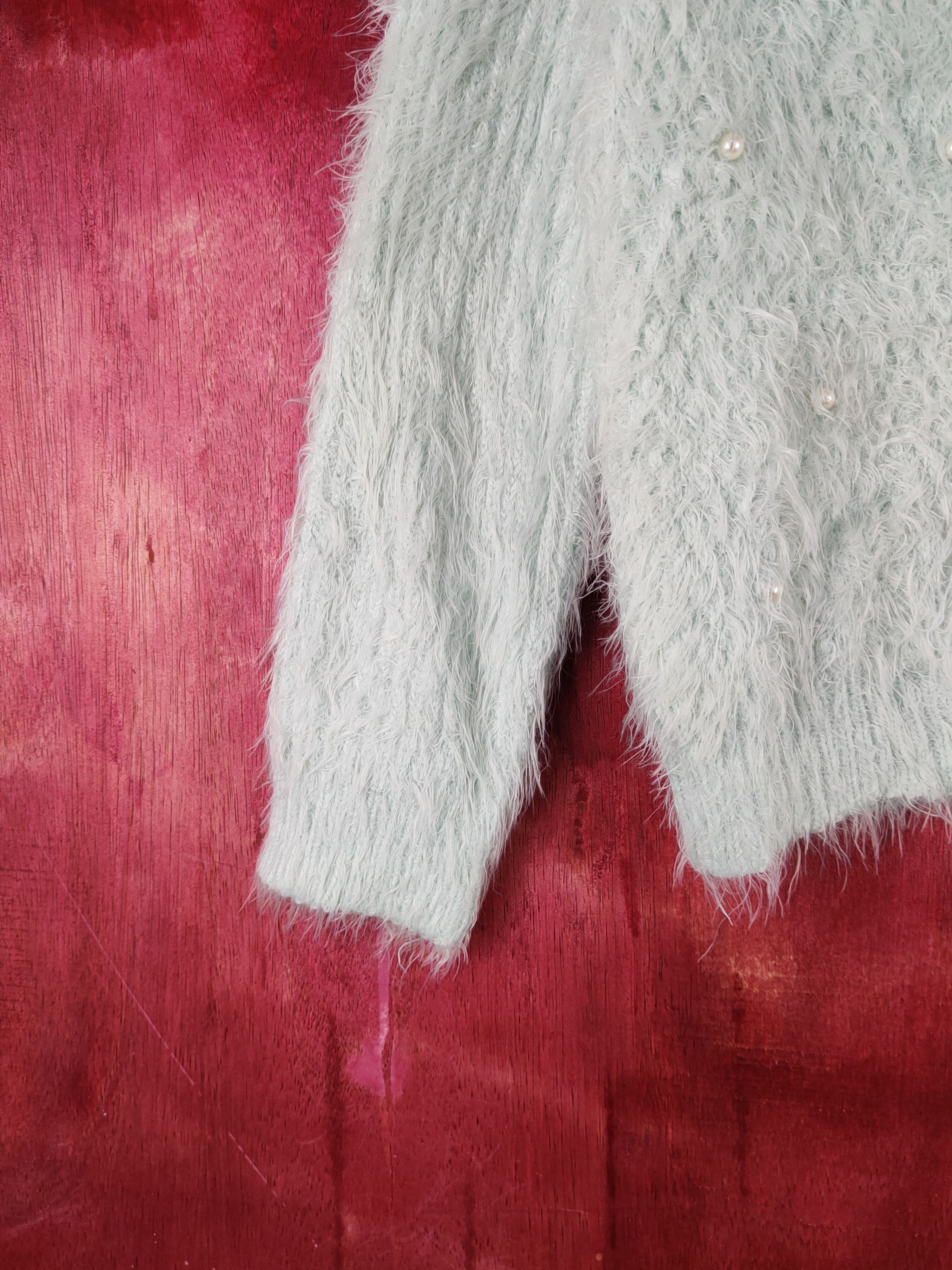 Japanese Brand × Vintage Ingni Mint Green Shag Shaggy Fur Mohair Knitwear #S2082 Size XS / US 0-2 / IT 36-38 - 5 Thumbnail