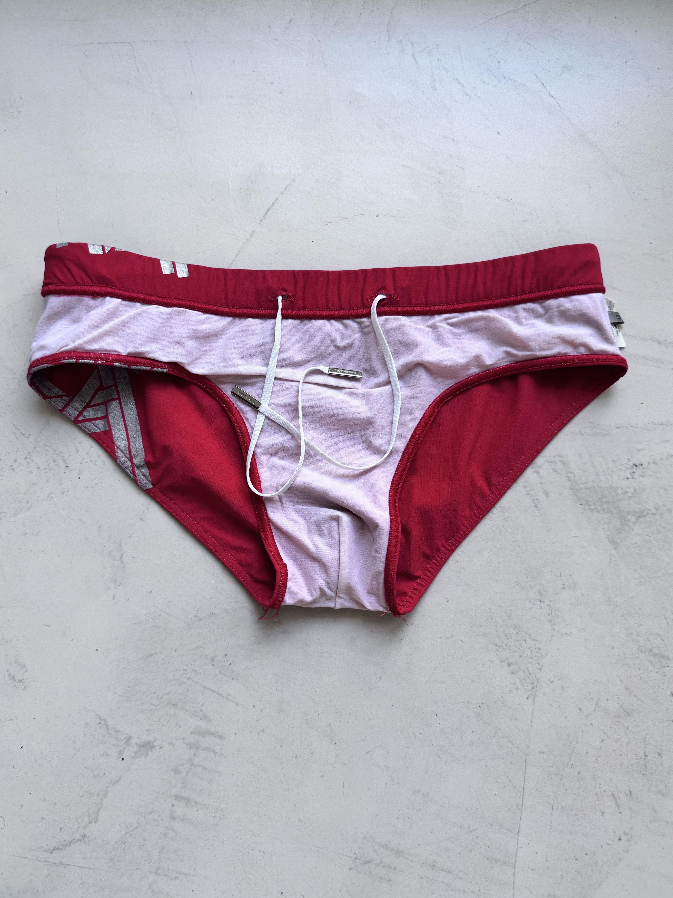 Dior Dior Homme Red with Silver Geometric Print Swim Brief Slip Size US 30 / EU 46 - 6 Thumbnail