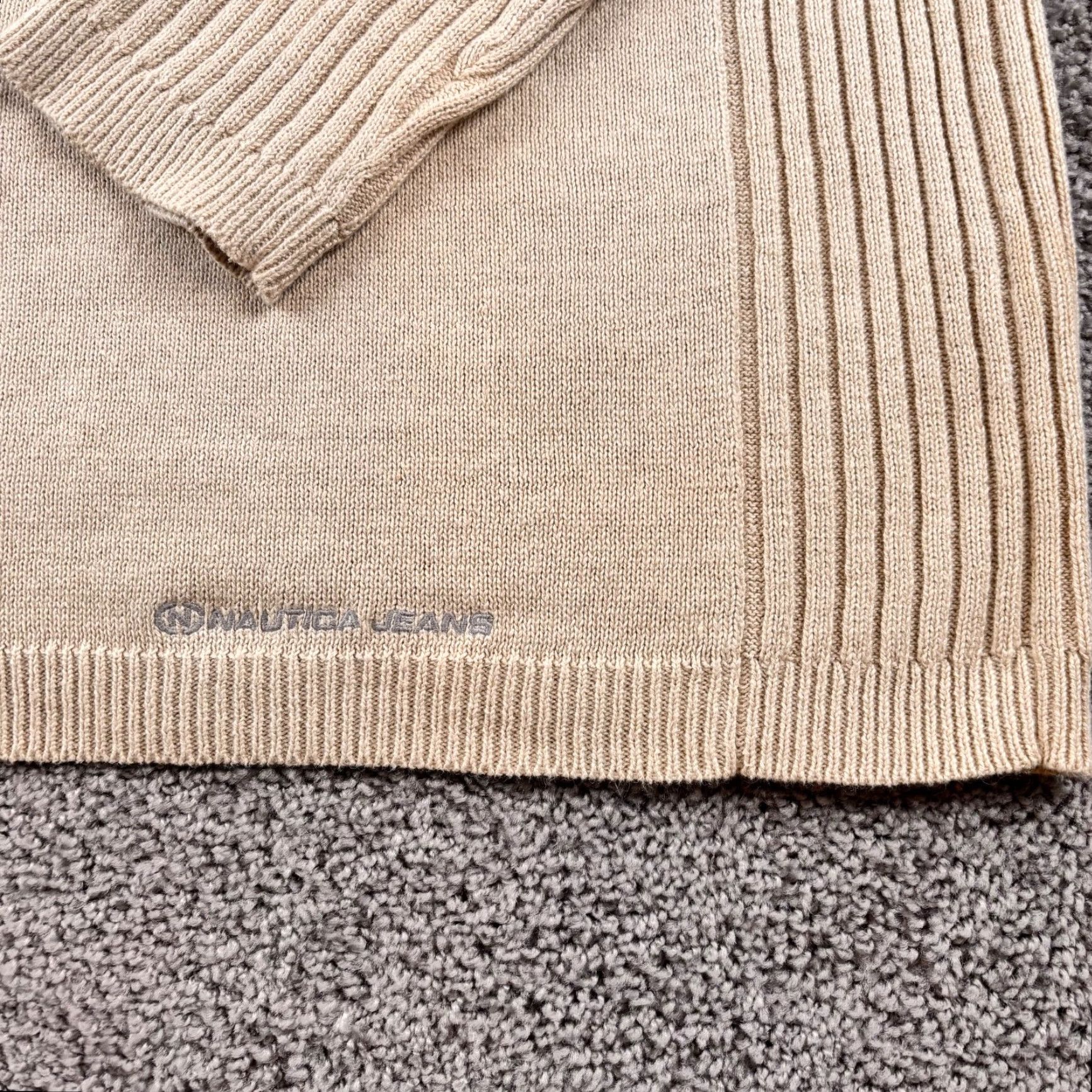 Nautica VINTAGE Nautica Sweater Mens 2XL Beige Full Zip Rib Knit Preppy Casual Pullover Long Sleeve Regular Knit Men MPN 6068 Size US XXL / EU 58 / 5 - 2 Thumbnail