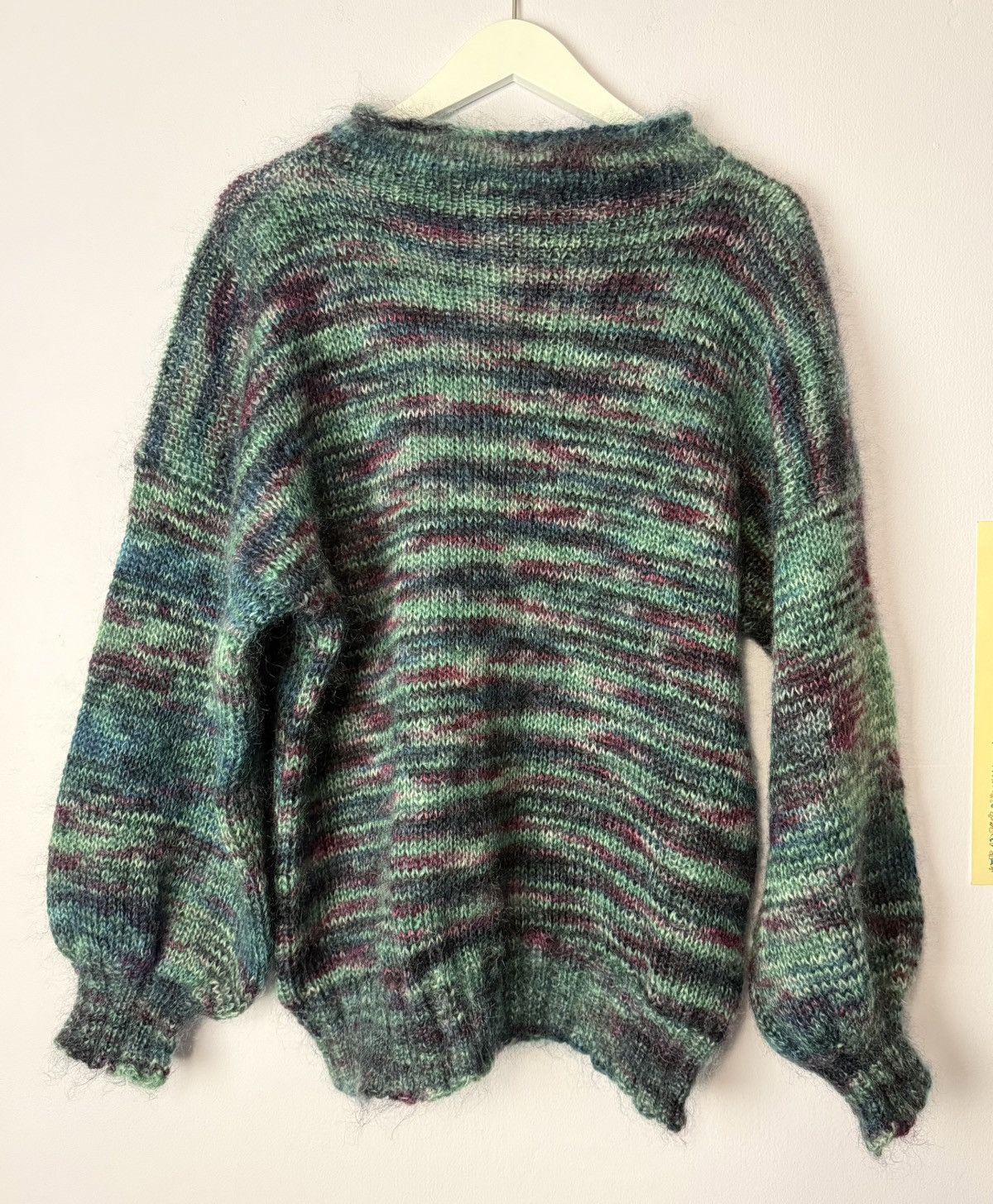 Handmade Vintage Mohair Sweater 1980s Large Blue/Green/Purple Blend Size US L / EU 52-54 / 3 - 1 Thumbnail