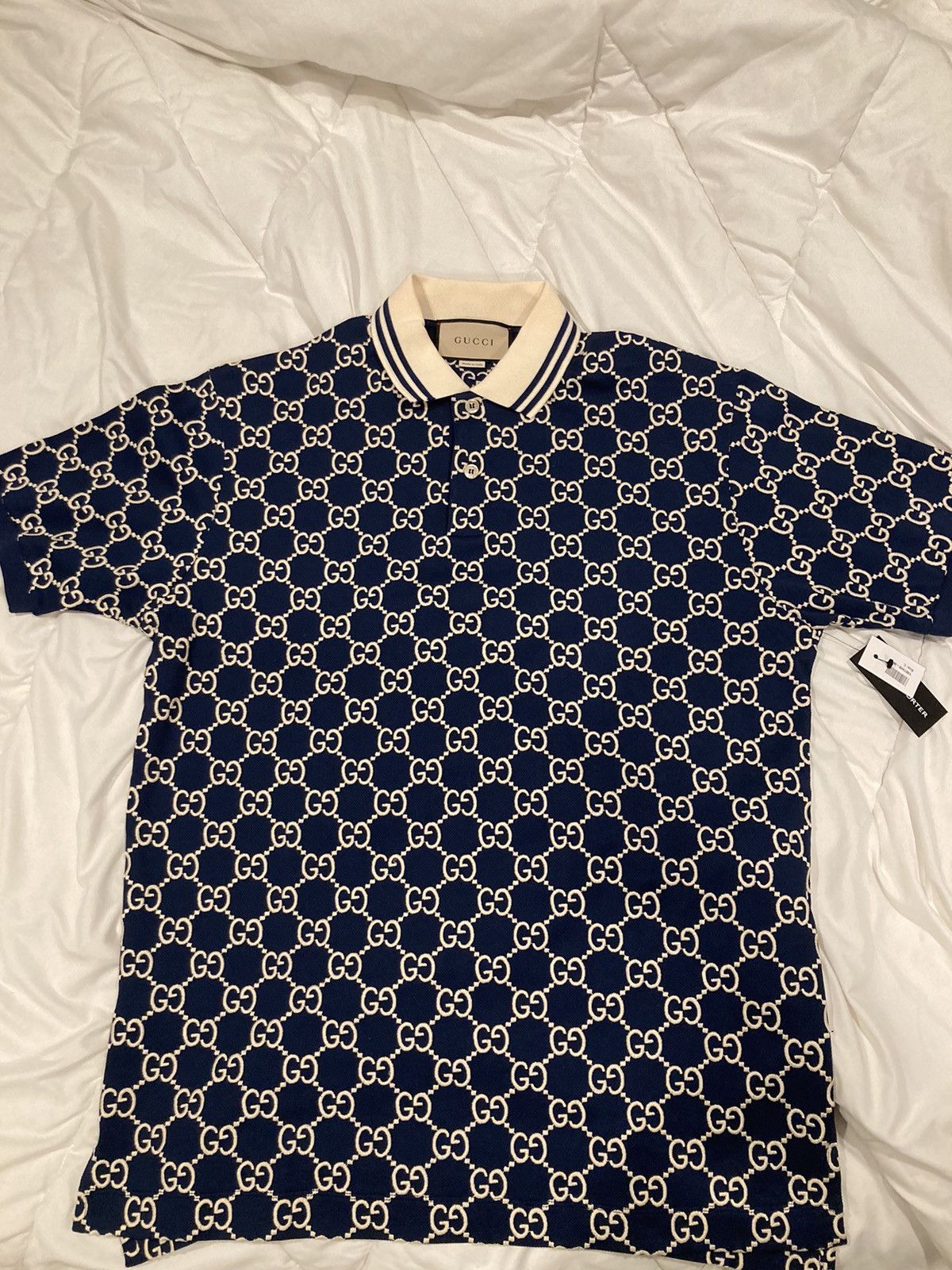 Gucci Gucci Jacquard Navy Polo Size US L / EU 52-54 / 3 - 1 Thumbnail