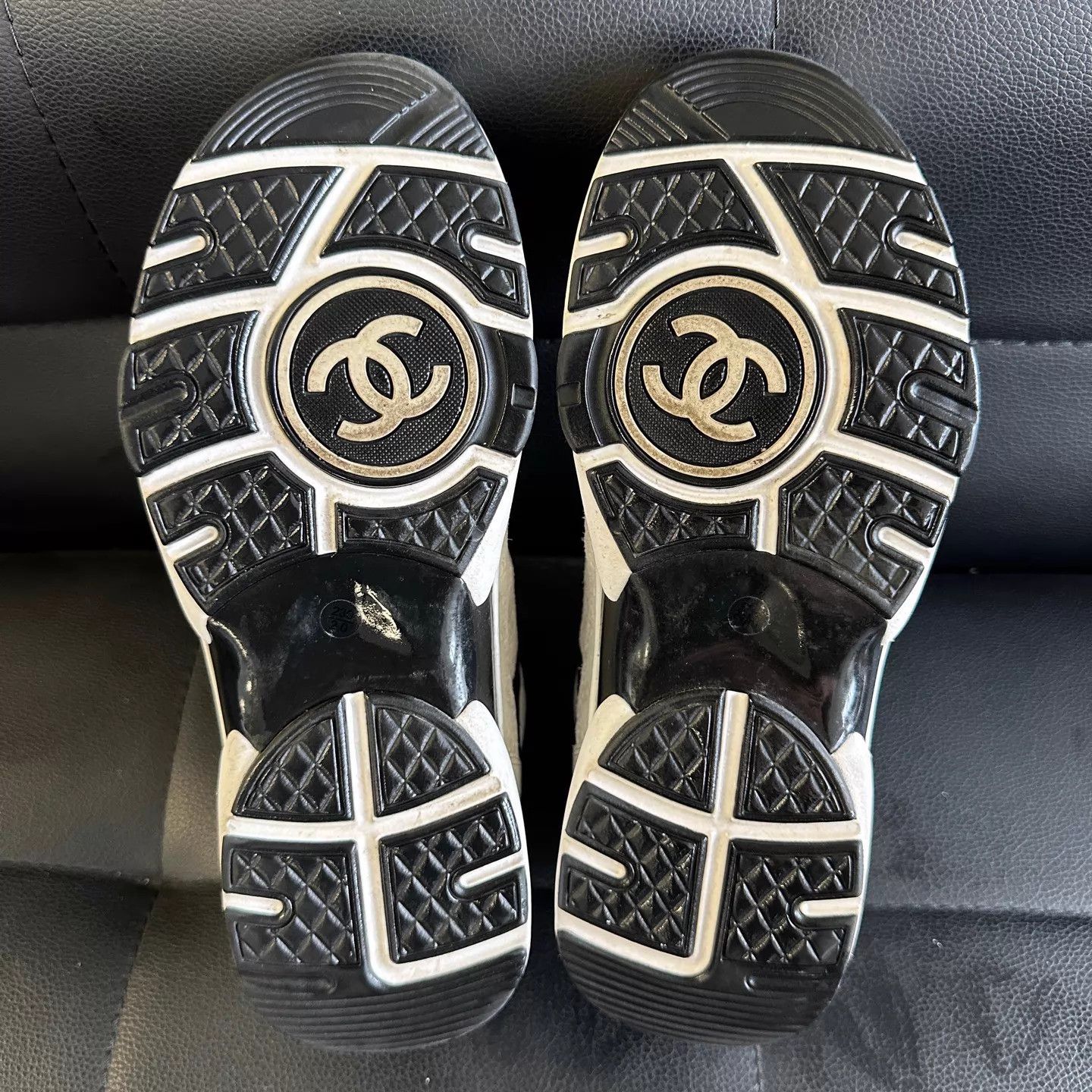 Chanel Chanel Women's B&W Embossed Logo Low Top Dad Sneaker Size US 6 / IT 36 - 9 Thumbnail